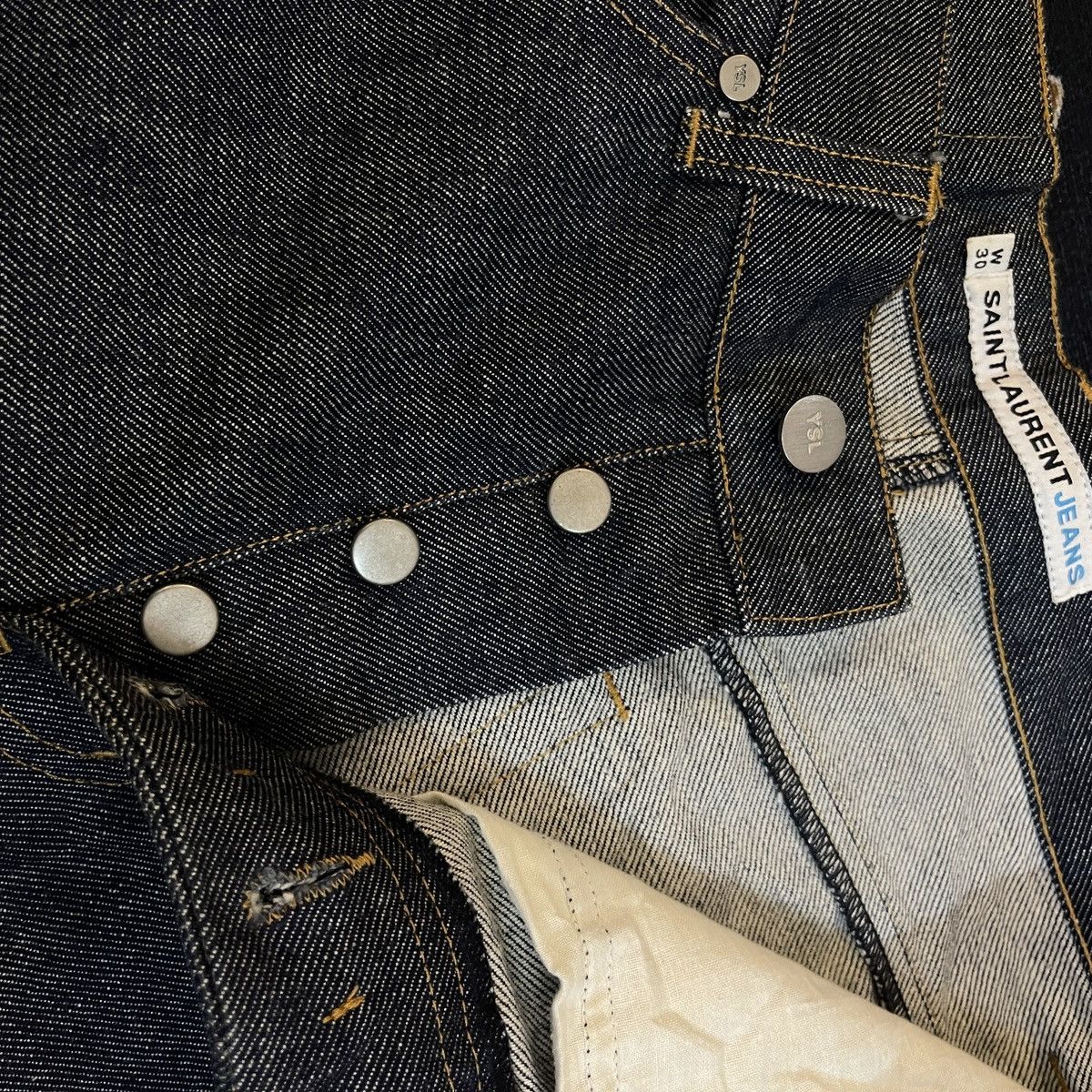 Saint Laurent Paris Vintage Saint Lauren Raw Denim Jeans Loose Straight Cut Size 29" - 10 Thumbnail