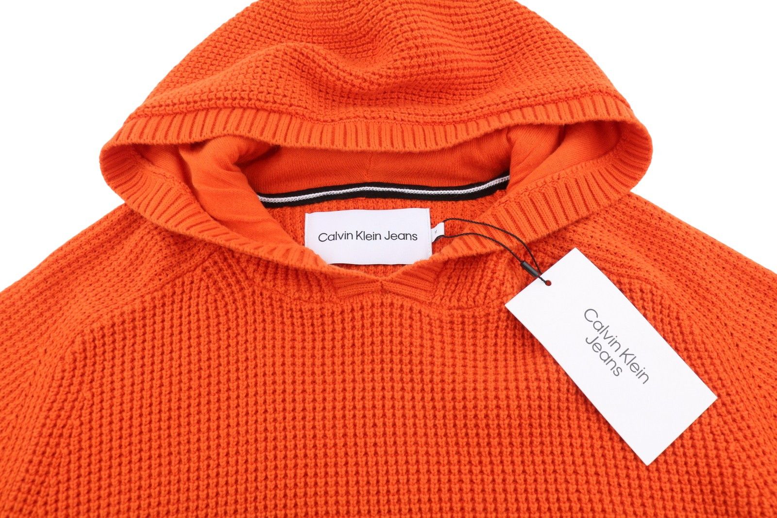 Calvin Klein M Orange Cotton Knit Hooded Stretch Jumper 87437 Size US M / EU 48-50 / 2 - 5 Thumbnail