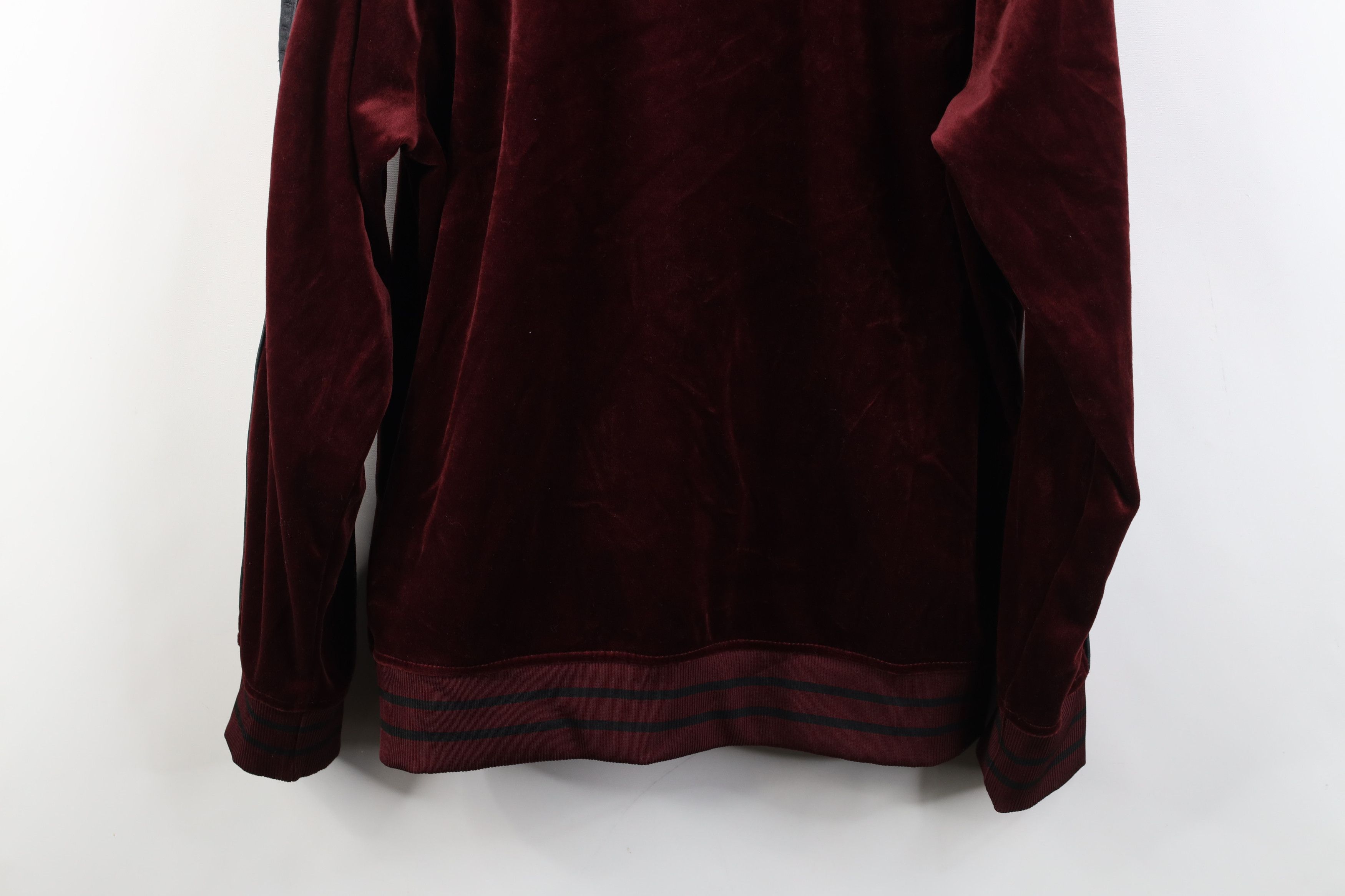 Vintage Y2K Streetwear Velour Full Zip Jacket Burgundy Red Black Size US M / EU 48-50 / 2 - 14 Thumbnail