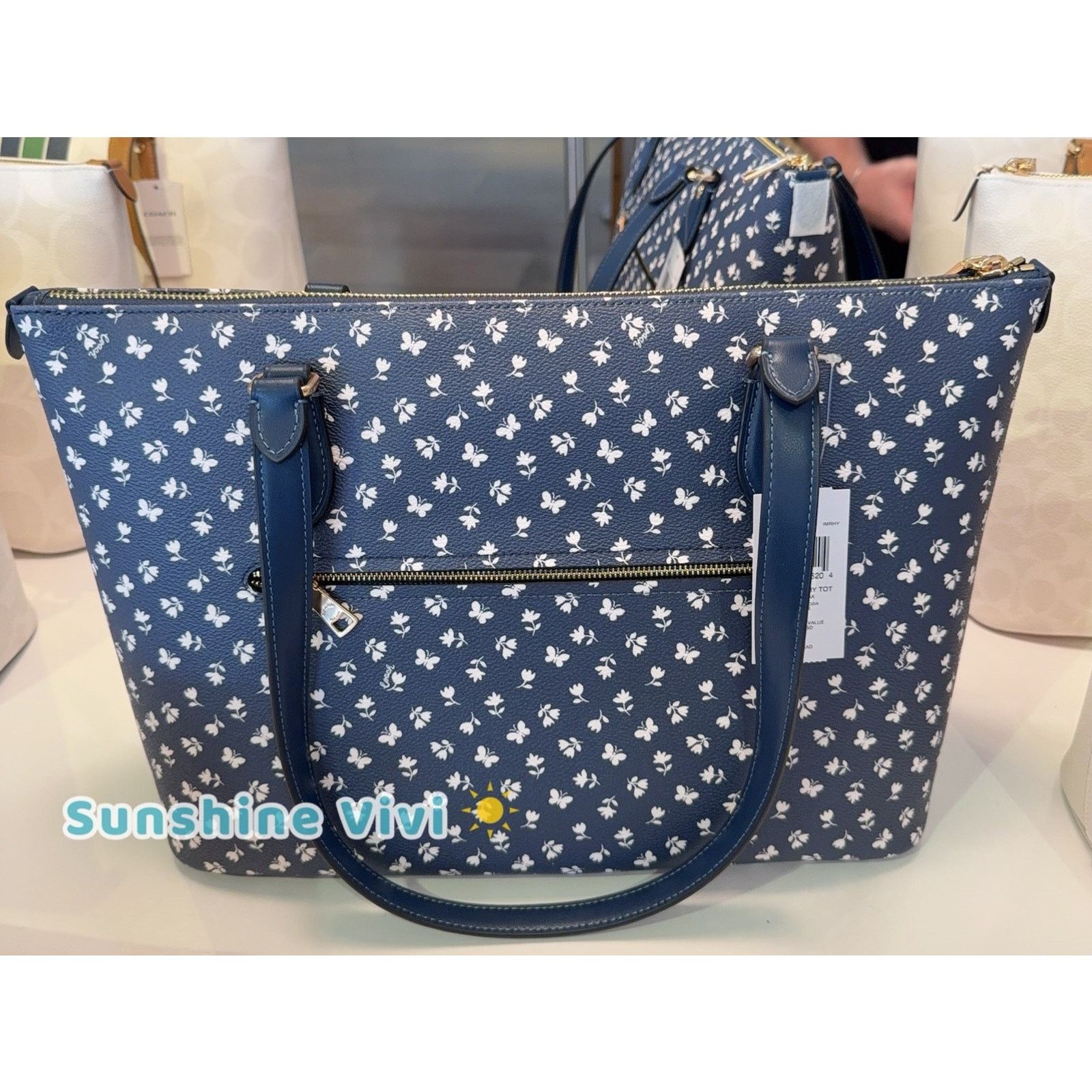 Coach NWT Coach Gallery Tote Bag Floral CBM20 Gold/Deep Blue Size ONE SIZE - 4 Thumbnail