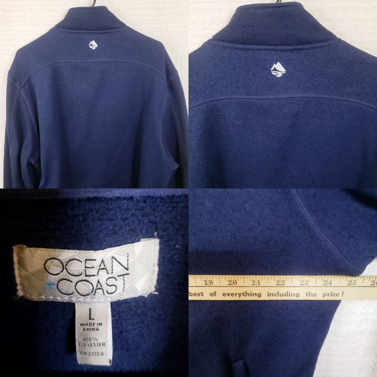 Vintage Ocean Coast Men's L Blue Fleece Long Sleeve Full Zip Jacket Front Zip Pocket Size US L / EU 52-54 / 3 - 8 Thumbnail
