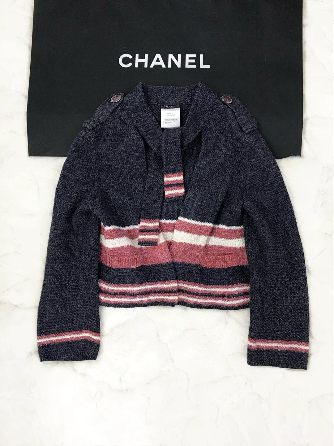 Chanel Chanel Color-Block Stripe Tie Coat Size XS / US 0-2 / IT 36-38 - 1 Thumbnail
