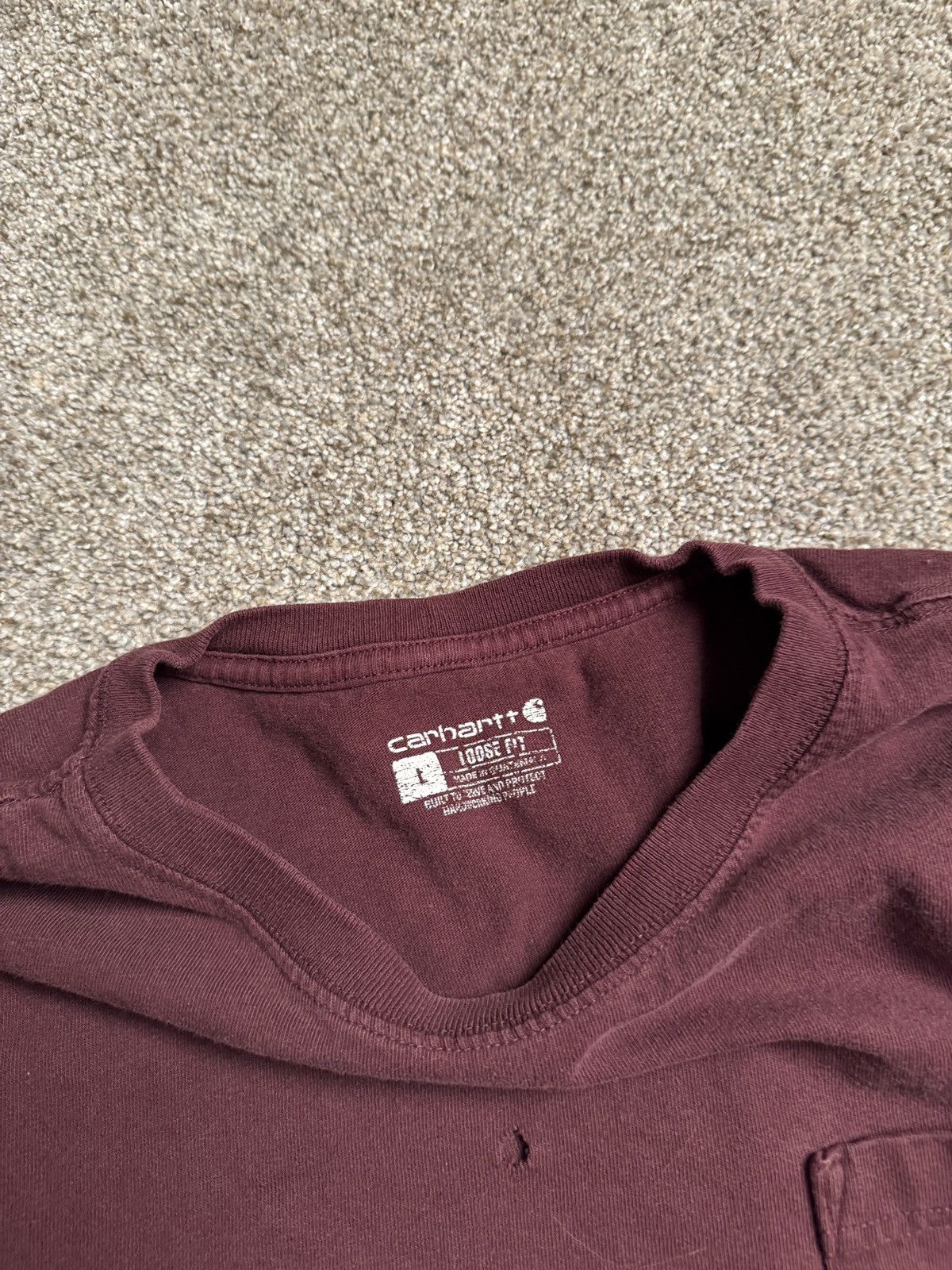 Carhartt MAROON CARHARTT POCKET LONG SLEEVE Size US L / EU 52-54 / 3 - 3 Thumbnail