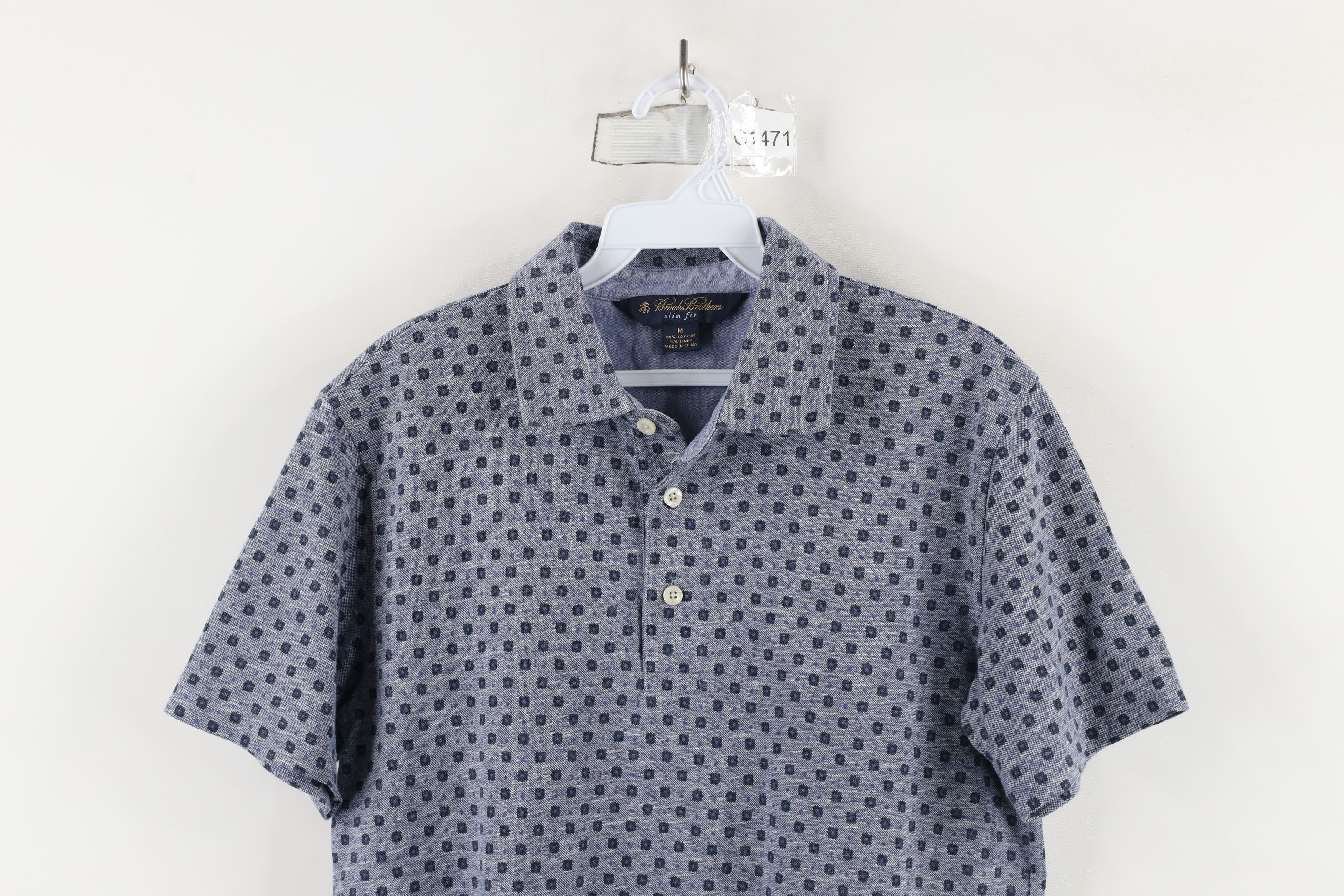 Brooks Brothers × Vintage Brooks Brothers Linen Blend Geometric Collared Polo Shirt Size US M / EU 48-50 / 2 - 2 Thumbnail