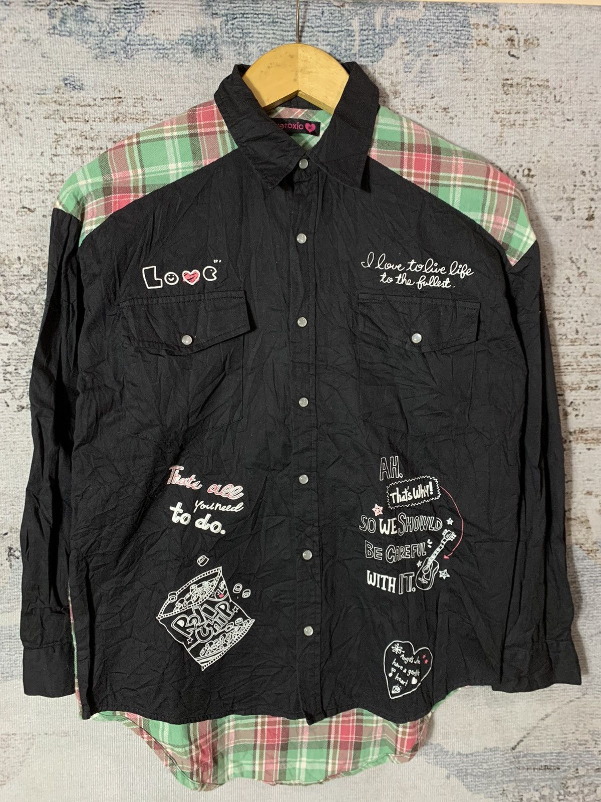 20471120 × Hysteric Glamour × Japanese Brand Japanese Love Toxic Western Tartan Shirt Style Issey Miyake Size US M / EU 48-50 / 2 - 1 Thumbnail