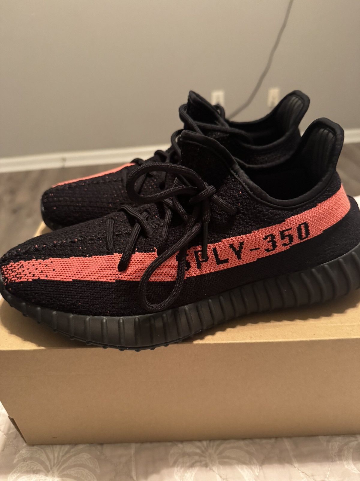 Yeezy Adidas Yeezy Boost 350 V2 Core Black Red / Red Stripe Size US 10 / EU 43 - 1 Thumbnail