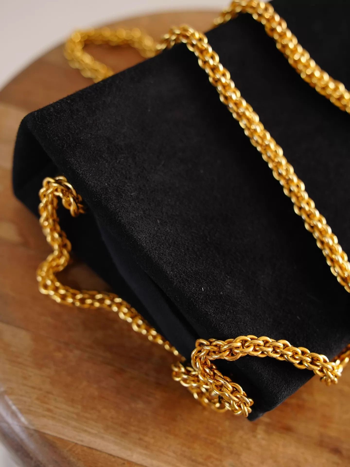 Paloma Picasso Paloma Picasso Vintage Black Gold Suede Chain Box Bag Size ONE SIZE - 4 Thumbnail