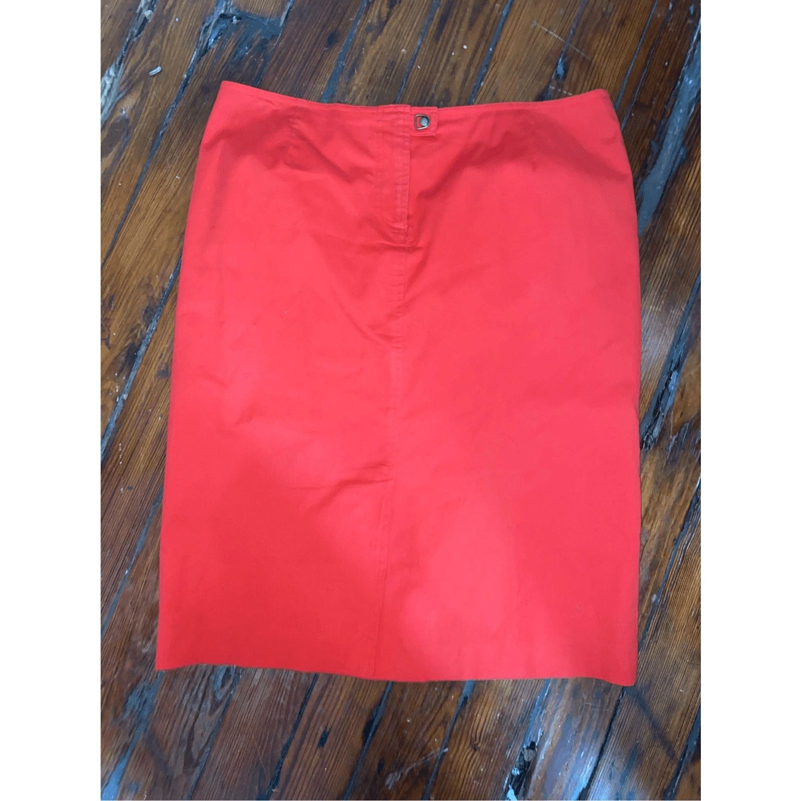 Nordstrom David Meister Cotton Red Button Pencil Skirt Size 12 Size 34" / US 12 / IT 48 - 8 Thumbnail