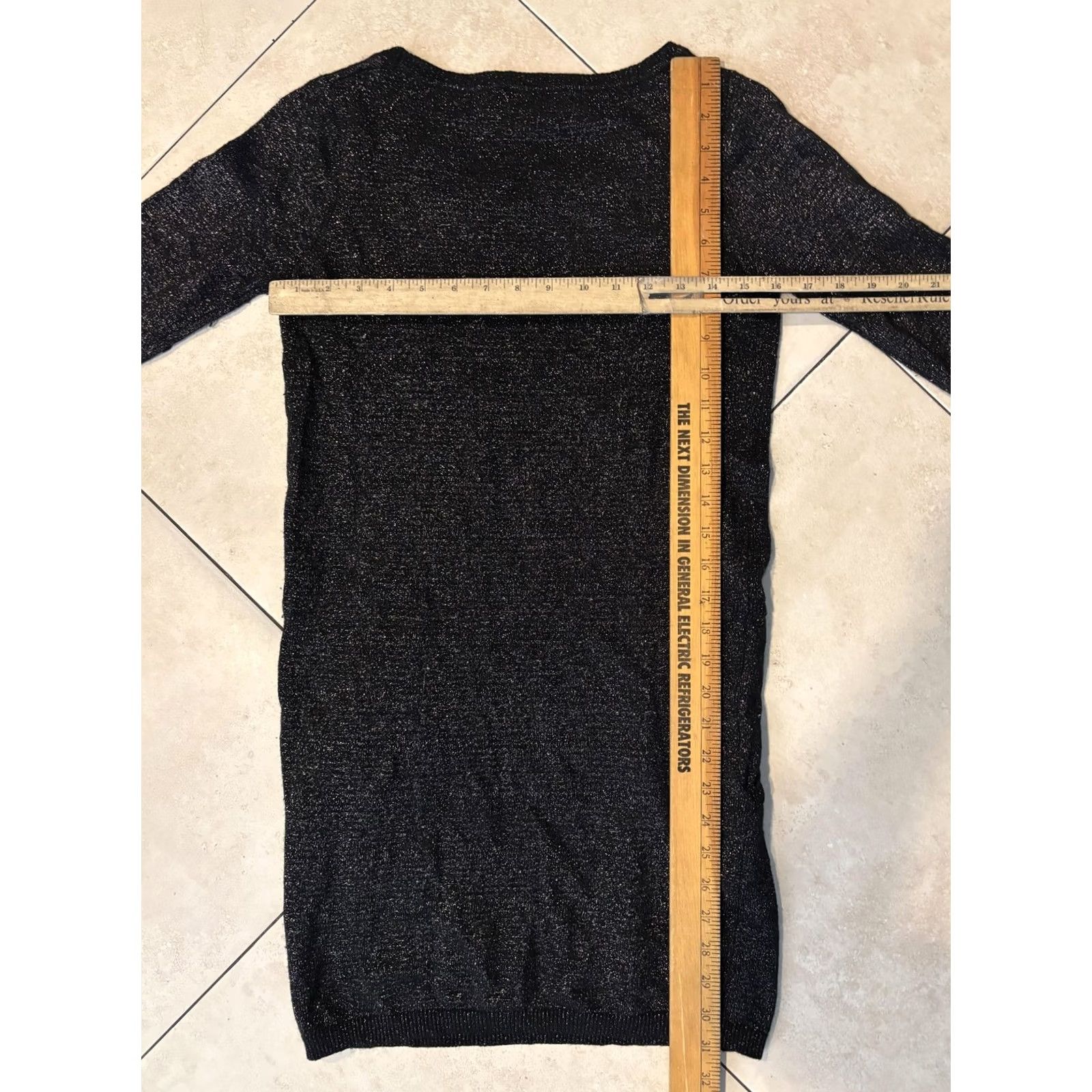Sandro Sandro Black Metallic Knit Long Sleeve Sweater Dress Womens Large Pockets Shimmer Size L / US 10 / IT 46 - 5 Thumbnail