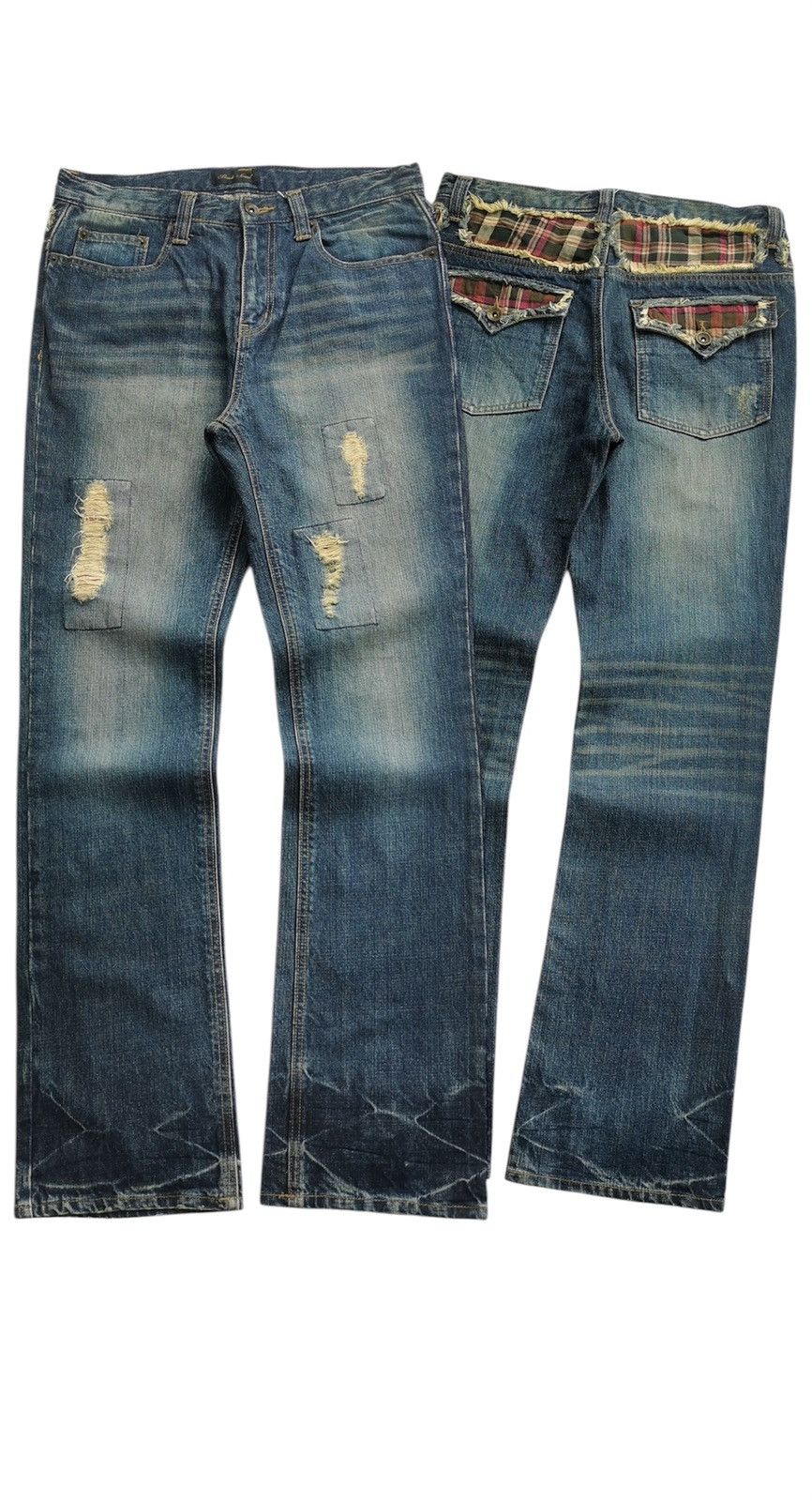 Japanese Brand Plaid Patch Beach Sound Japan Jeans Size US 30 / EU 46 - 1 Thumbnail