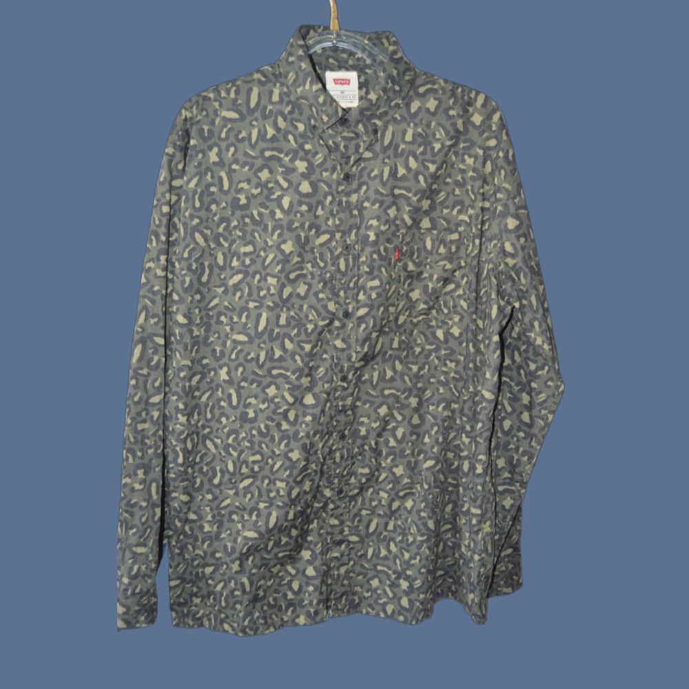 Levi's Levi's Button-Up Shirt Long Sleeve Camo Cotton Blend 2XLT Men Green Oversized Casual Shirt Mens Size US XXL / EU 58 / 5 - 1 Thumbnail