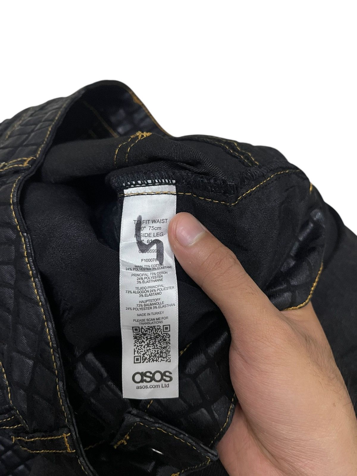 The Unbranded Brand Asos Black Crocodile Print Effect Obscure Pants Size US 32 / EU 48 - 5 Thumbnail