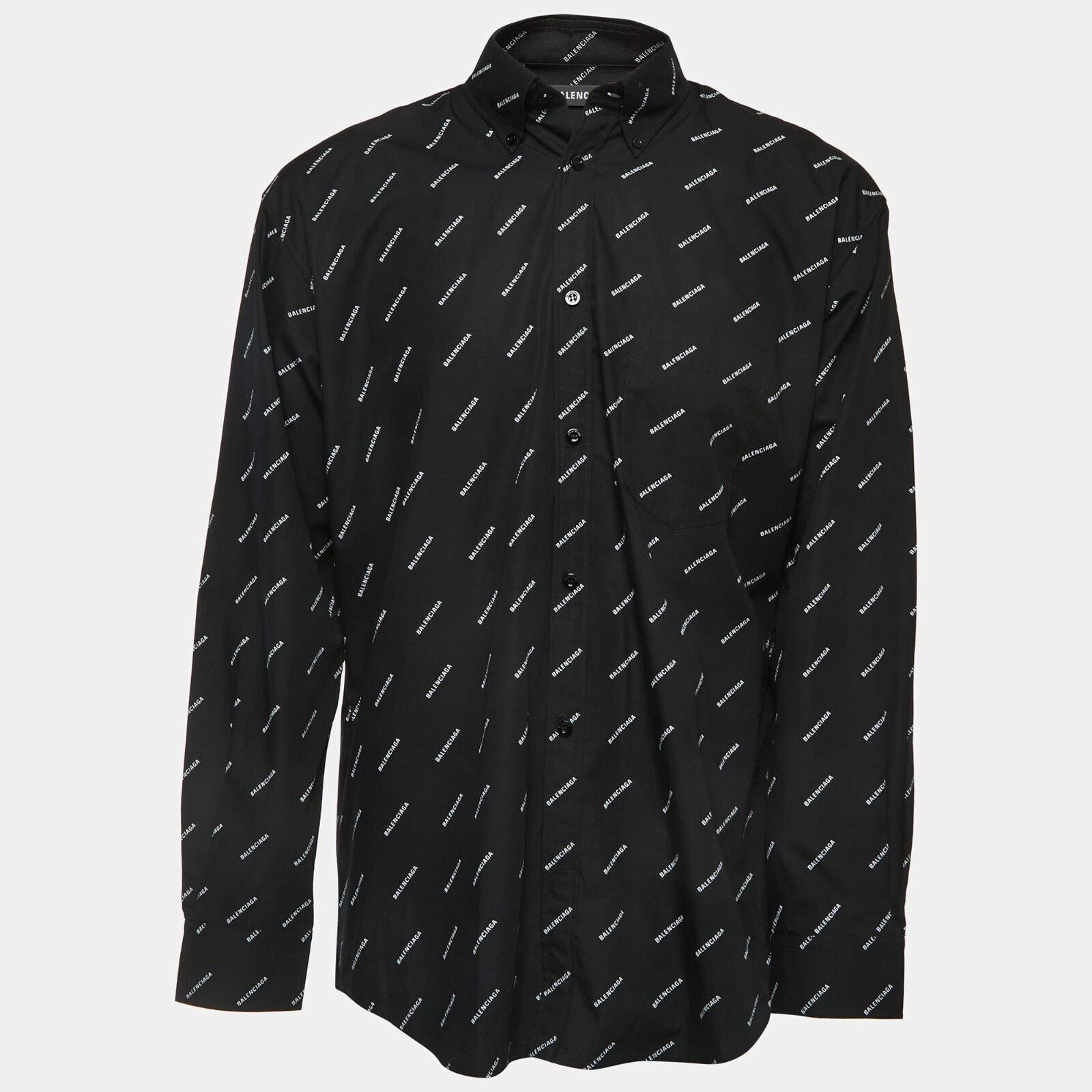 Balenciaga Balenciaga Black White All Over Logo Long Sleeve Button Up Size US M / EU 48-50 / 2 - 8 Thumbnail