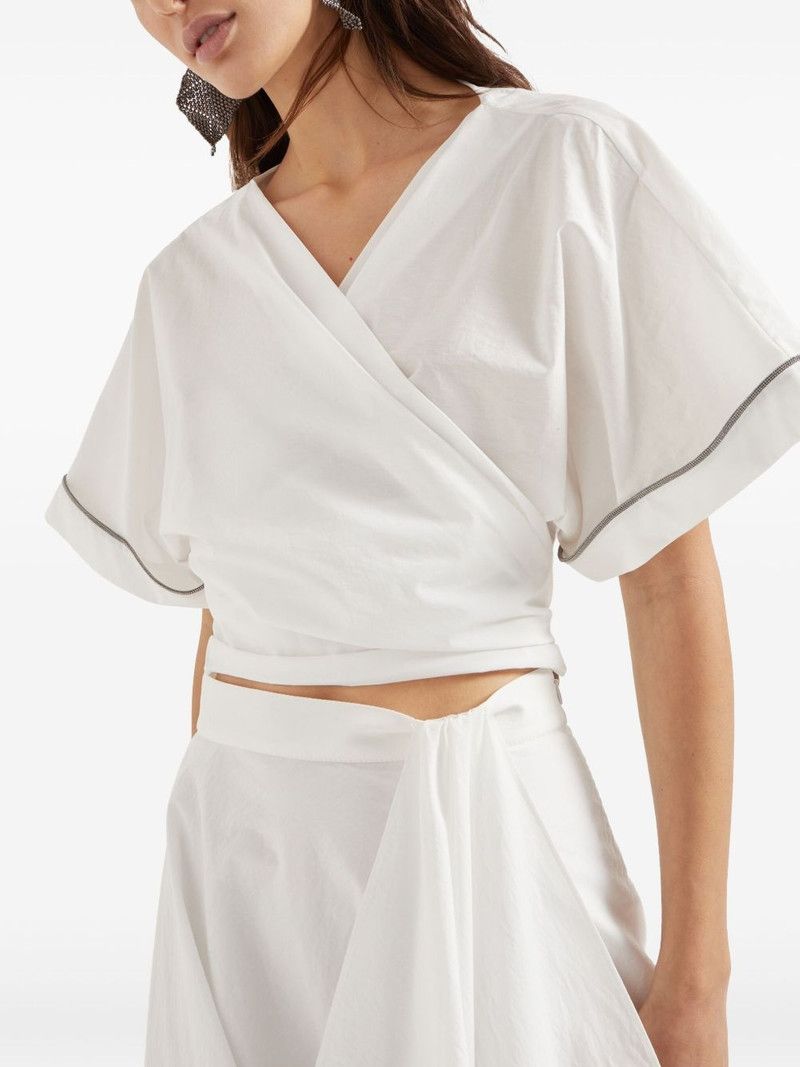 Brunello Cucinelli o1la1rc1a0326 Monili-Embellished Blouse in White Size M / US 6-8 / IT 42-44 - 5 Thumbnail
