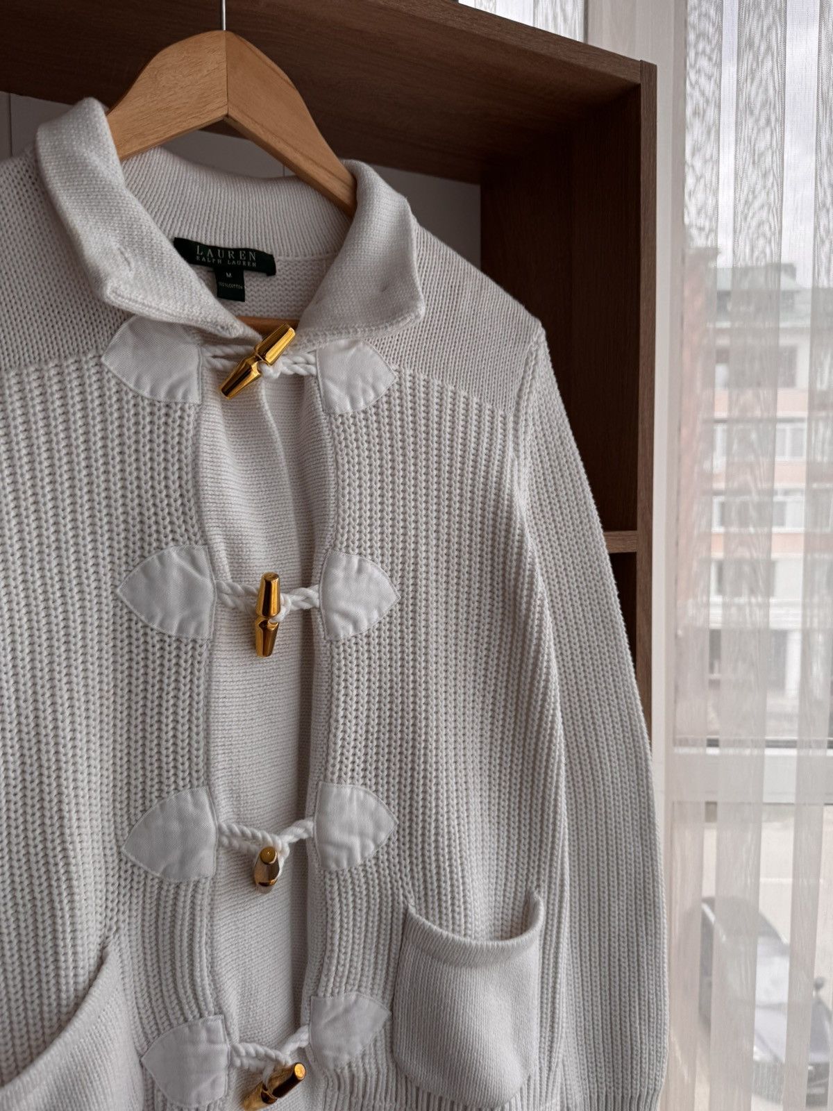 Lauren Ralph Lauren × Polo Ralph Lauren × Vintage Vintage Lauren Ralph Lauren White Toggle Cable Knit Cardigan Size M / US 6-8 / IT 42-44 - 3 Thumbnail