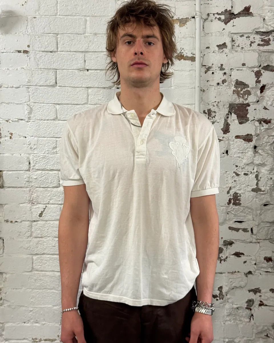 Gucci 2010s Gucci White Embroidered Logo Polo Size US M / EU 48-50 / 2 - 1 Thumbnail