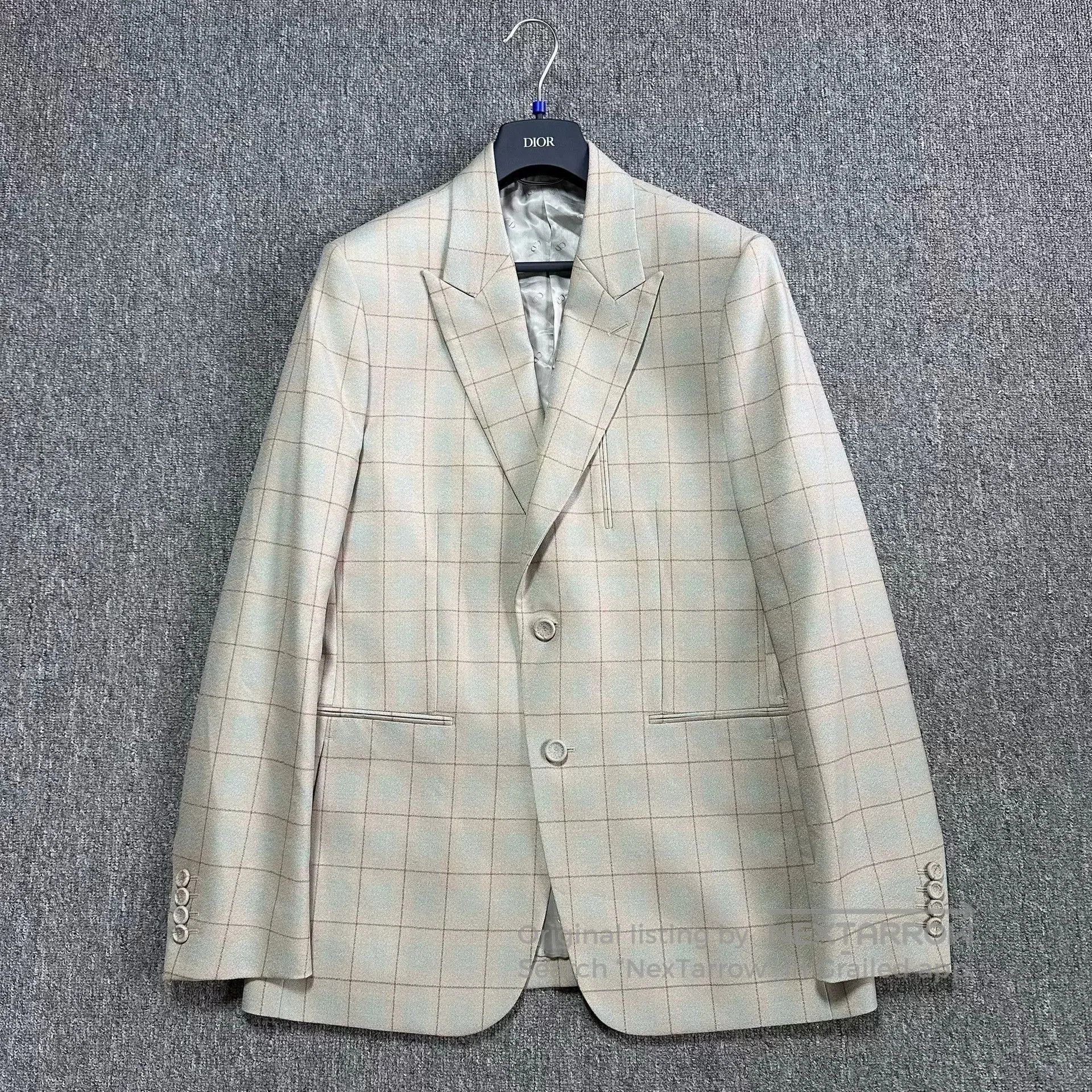 Dior Dior Man 23FW Beige Plaid Wool Blazer. Size US M / EU 48-50 / 2 - 1 Thumbnail