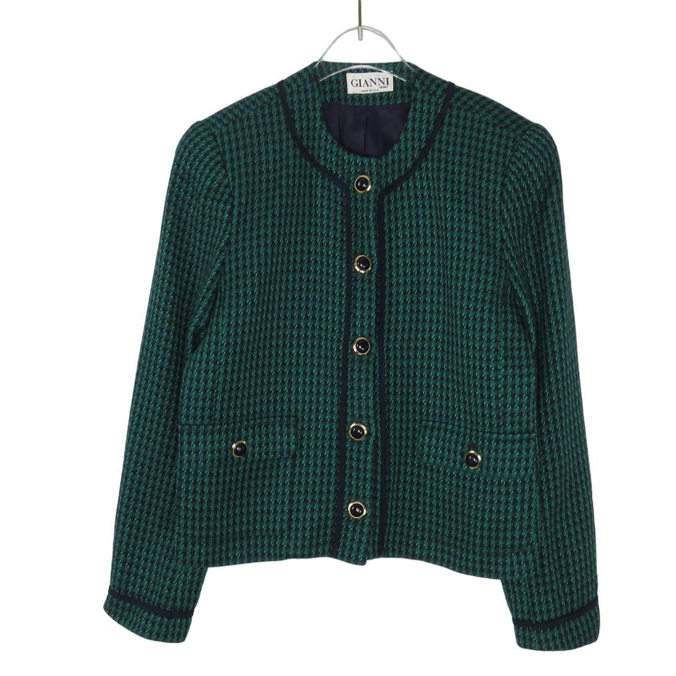 Vintage Vintage Emerald Green Plaid Tweed Skirt Suit Small Size S / US 4 / IT 40 - 5 Thumbnail