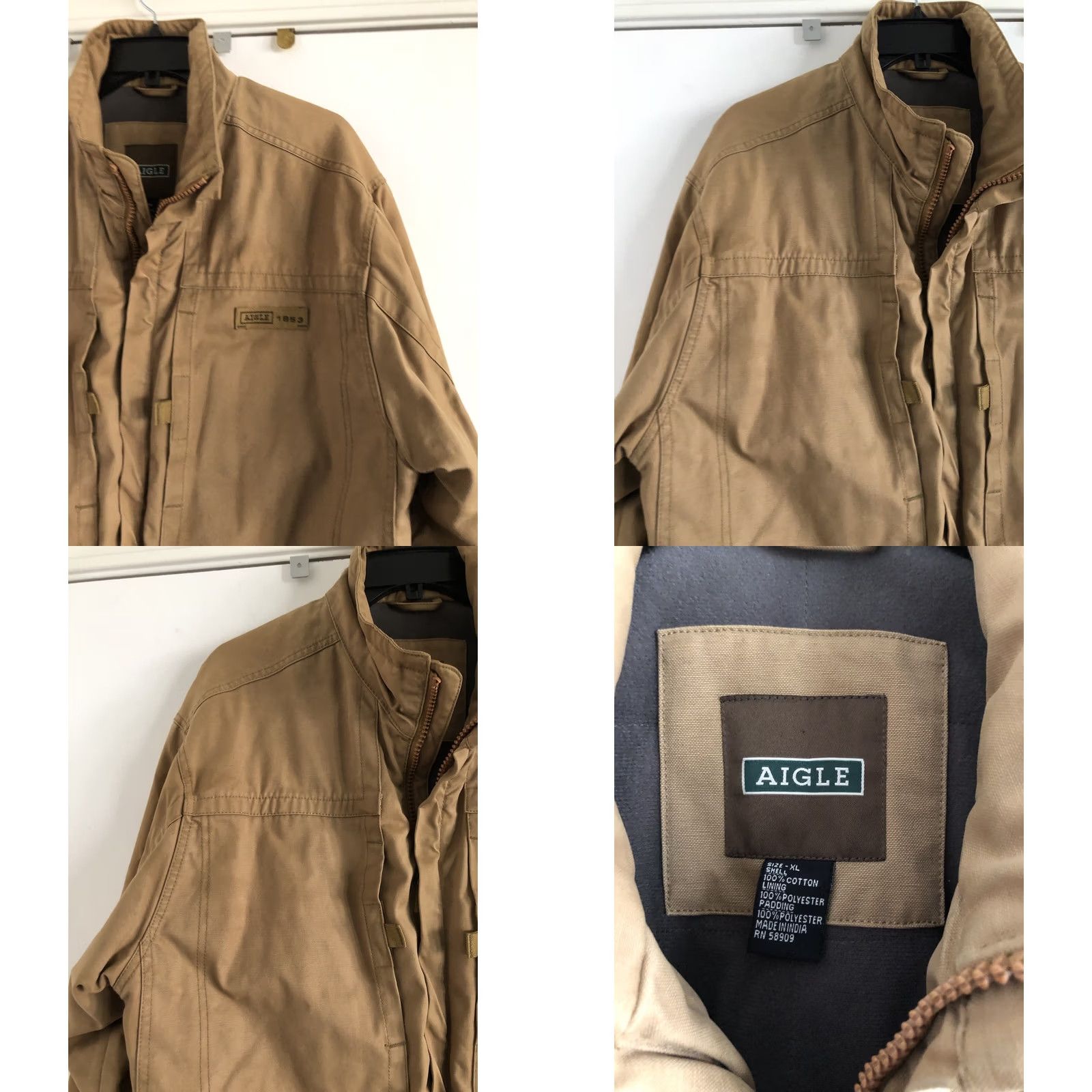 Aigle VINTAGE Aigle Khaki Men’s Coat Size XLarge Padded Military Heavy Winter Warm Jacket Tan Beige Size US XL / EU 56 / 4 - 8 Thumbnail