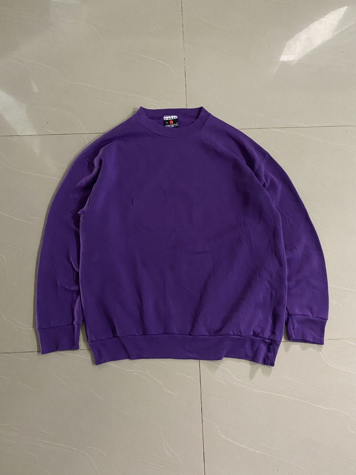 Vintage 90s Sweatshirt Purple Signal Tag Usa Size US L / EU 52-54 / 3 - 1 Thumbnail