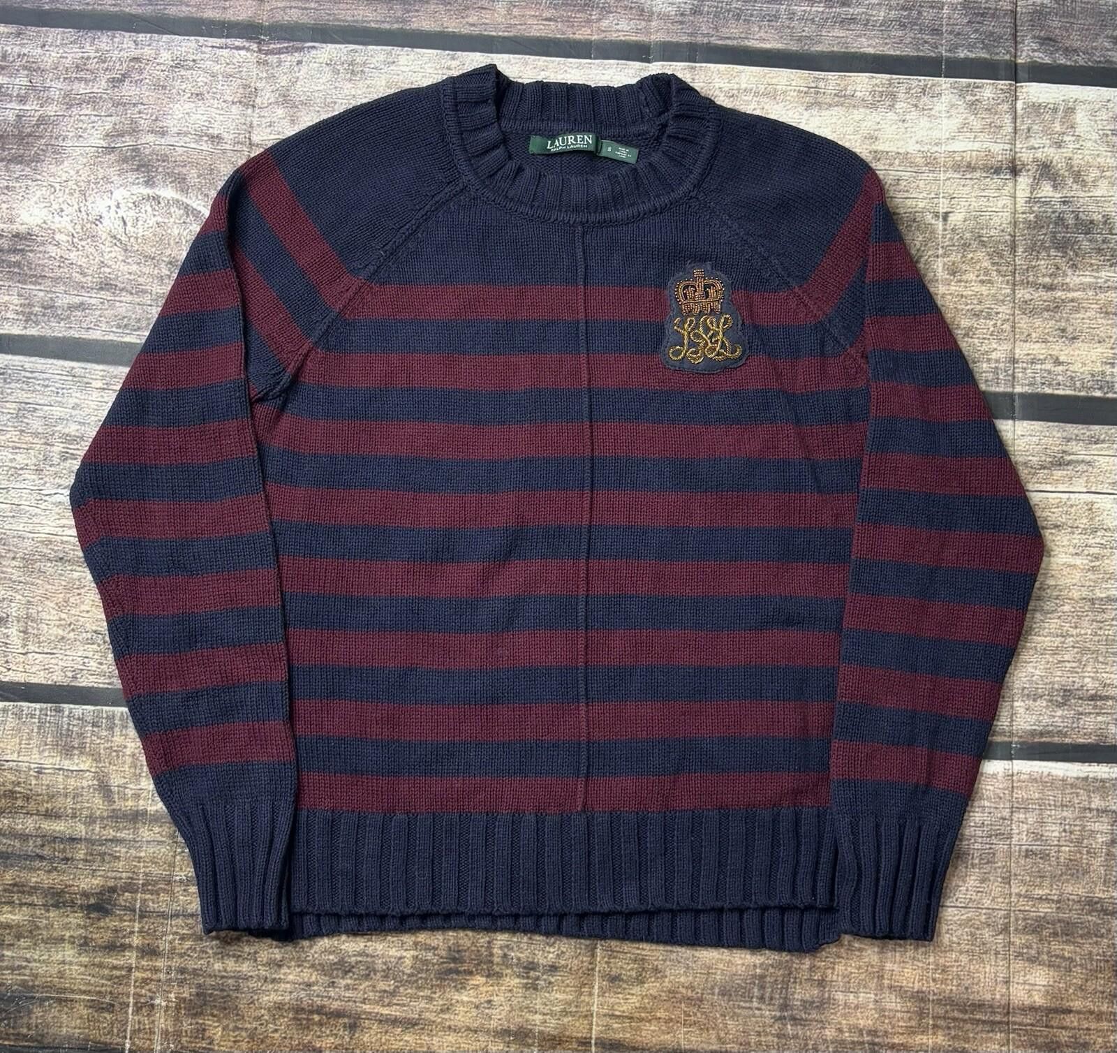 Lauren Ralph Lauren Lauren Ralph Lauren Sweater Women's Small Crest Logo Striped Size S / US 4 / IT 40 - 1 Thumbnail