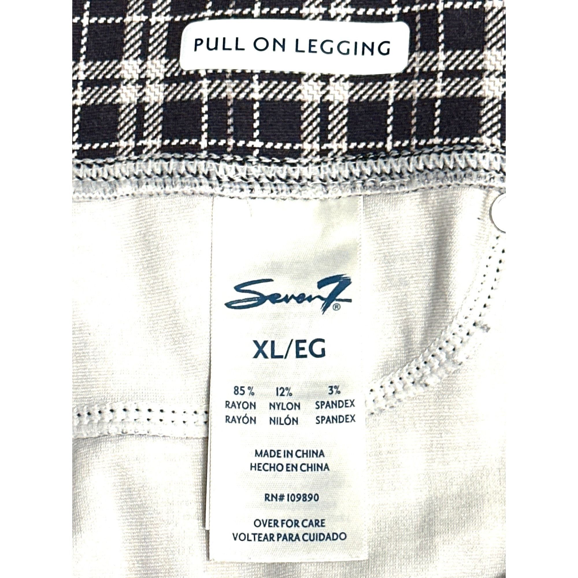 Seven 7 Seven7 Super Comfy Versatile Plaid Navy White Pull On Leggin Size 34" / US 12 / IT 48 - 5 Thumbnail