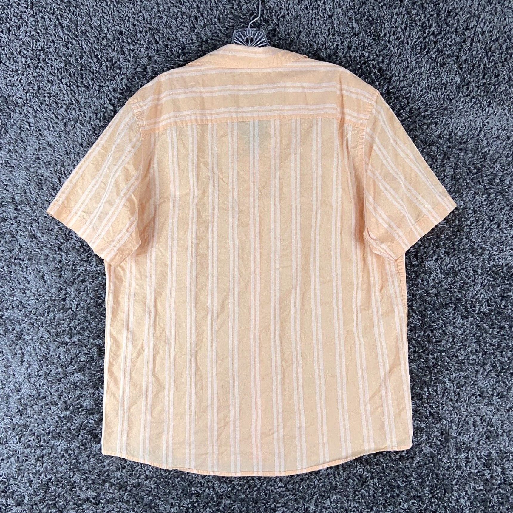 Calvin Klein VINTAGE Calvin Klein Shirt L Orange Stripe Button-Up Short Sleeve Men’s L Size US 33 - 8 Thumbnail
