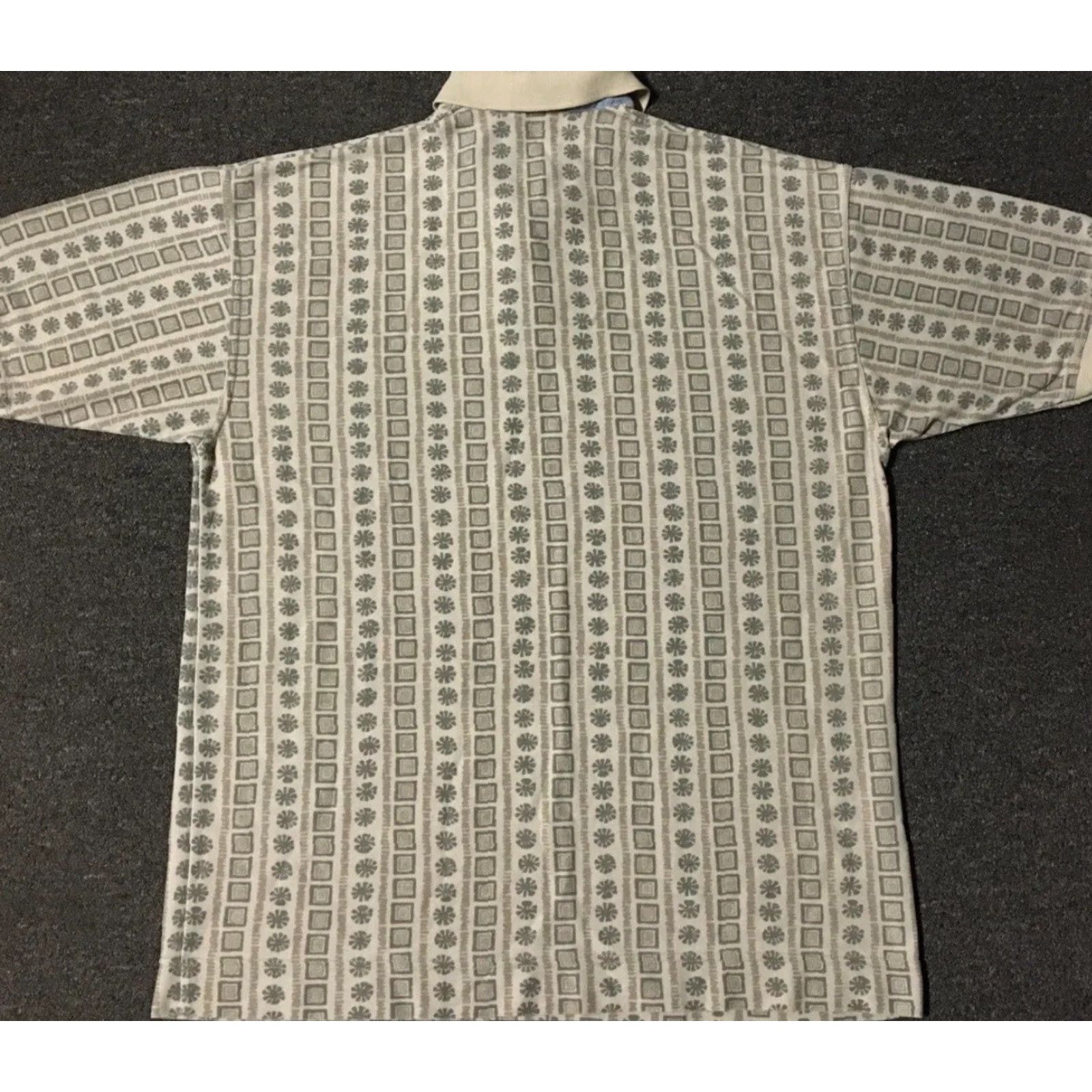 Bugle Boy VINTAGE Bugle Boy Polo Shirt L Beige 90s All Over Print, Abstract Aztec Grunge Vaporwave Surf Skate, Short Sleeve, Men, Polo, Rugby, Size L Size US L / EU 52-54 / 3 - 3 Thumbnail