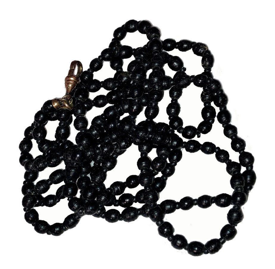 Designer Victorian Smooth Jet Bead Flapper Necklace Muff Chain Size ONE SIZE - 2 Thumbnail