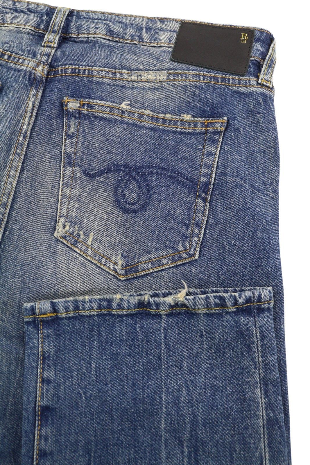 R13 BOY STRAIGHT 29 Cropped Ankle Washed Blue Kelly 84448 Size 29" - 6 Thumbnail