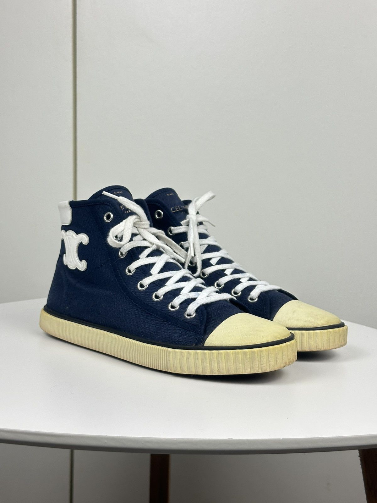 Celine Celine High Top Canvas Sneakers Navy Size US 8.5 / IT 38.5 - 1 Thumbnail