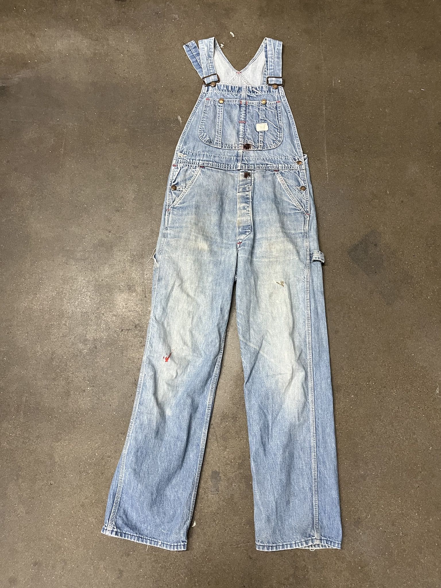 Carhartt × Vintage Vintage 1990s Bis Mac Distressed Denimm Overalls Size 33 Size US 33 - 1 Thumbnail