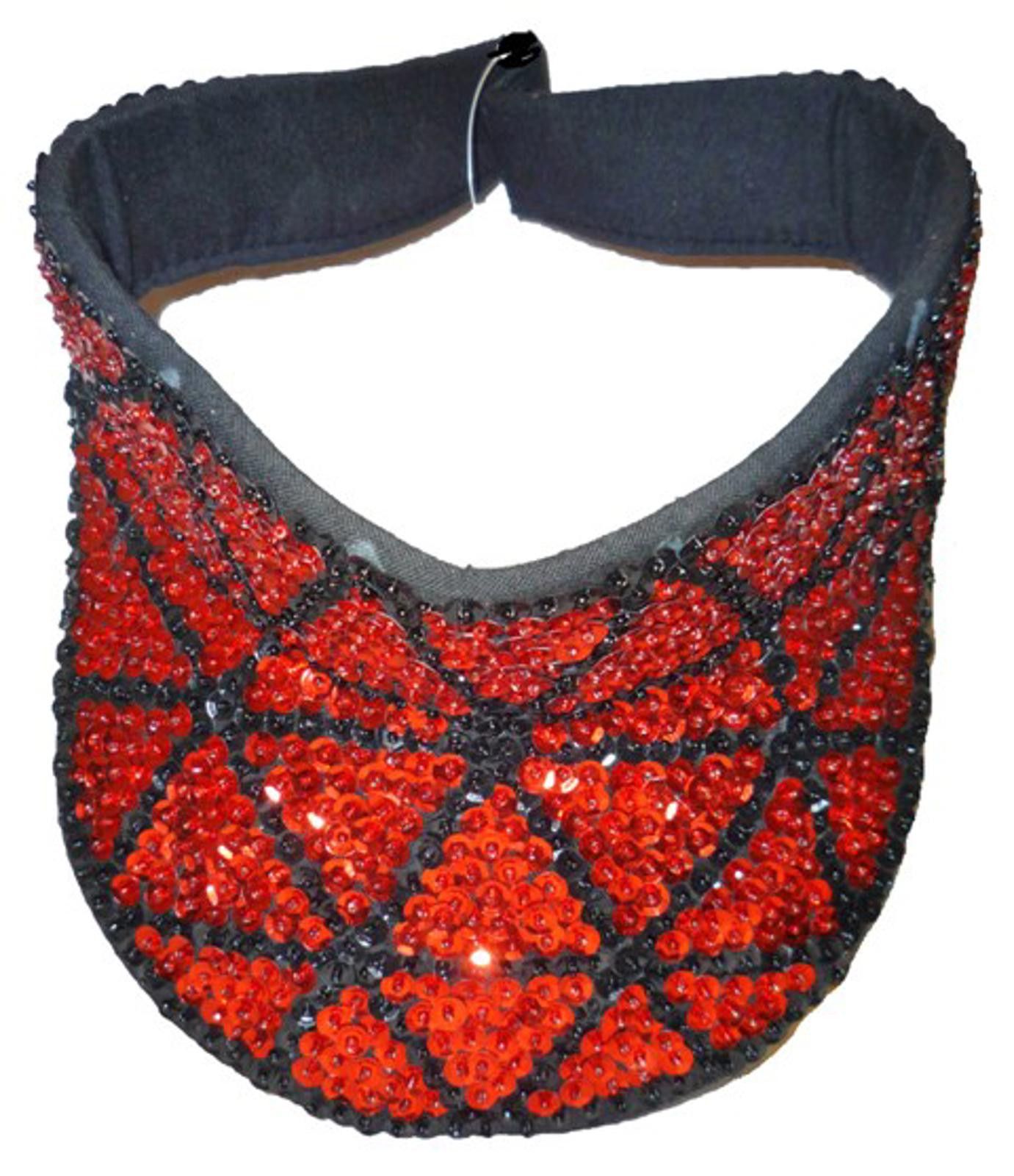 Designer Sequin Sun Visor Red with Triangle Size ONE SIZE - 1 Preview