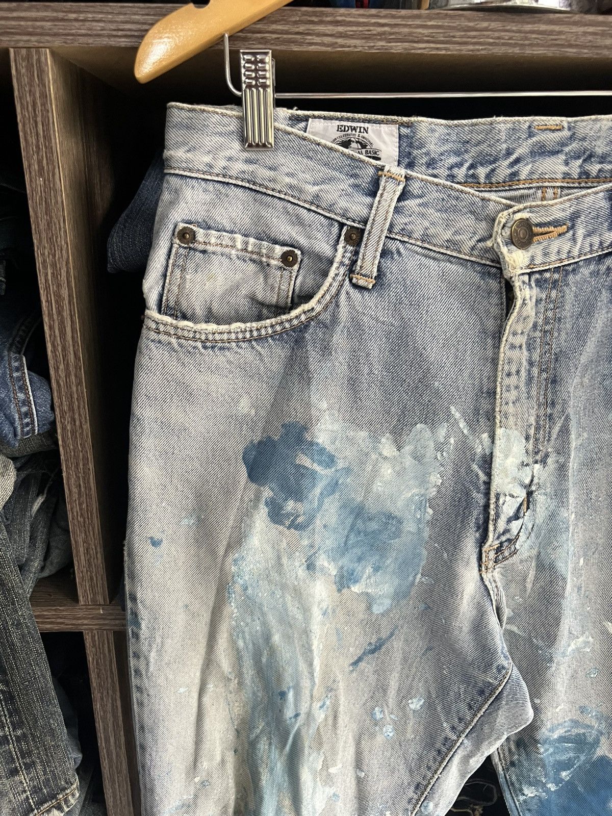 If Six Was Nine 🔥Rare Vintage Edwin Paint Splash Distressed Denim Size US 32 / EU 48 - 9 Thumbnail