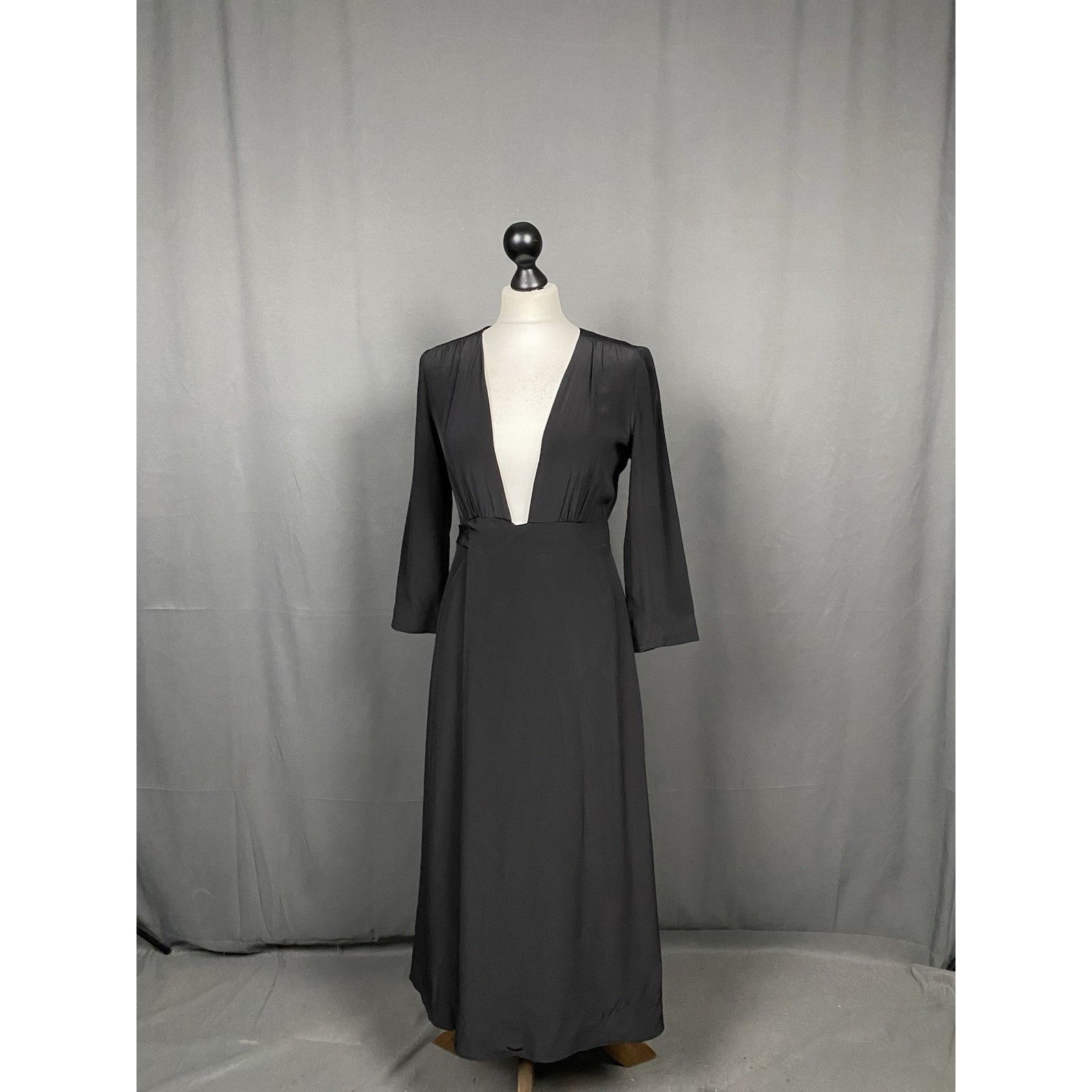Sezane Sezane Women's Black A-Line Maxi Silk Dress Size 36 Size XS / US 0-2 / IT 36-38 - 2 Thumbnail