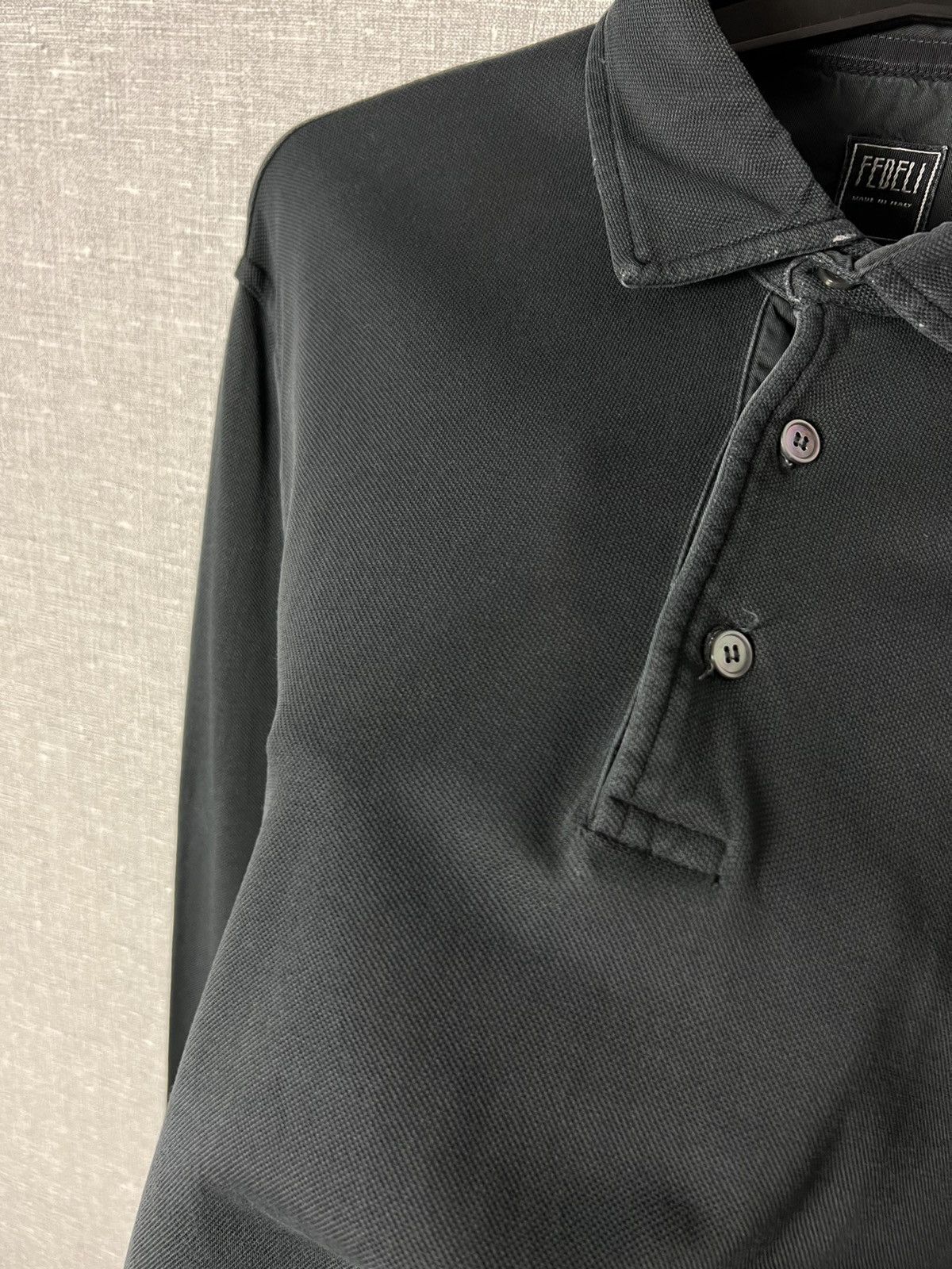 Fedeli Fedeli Dark Grey Luxury Long Sleeve Polo Shirt Size US L / EU 52-54 / 3 - 9 Thumbnail