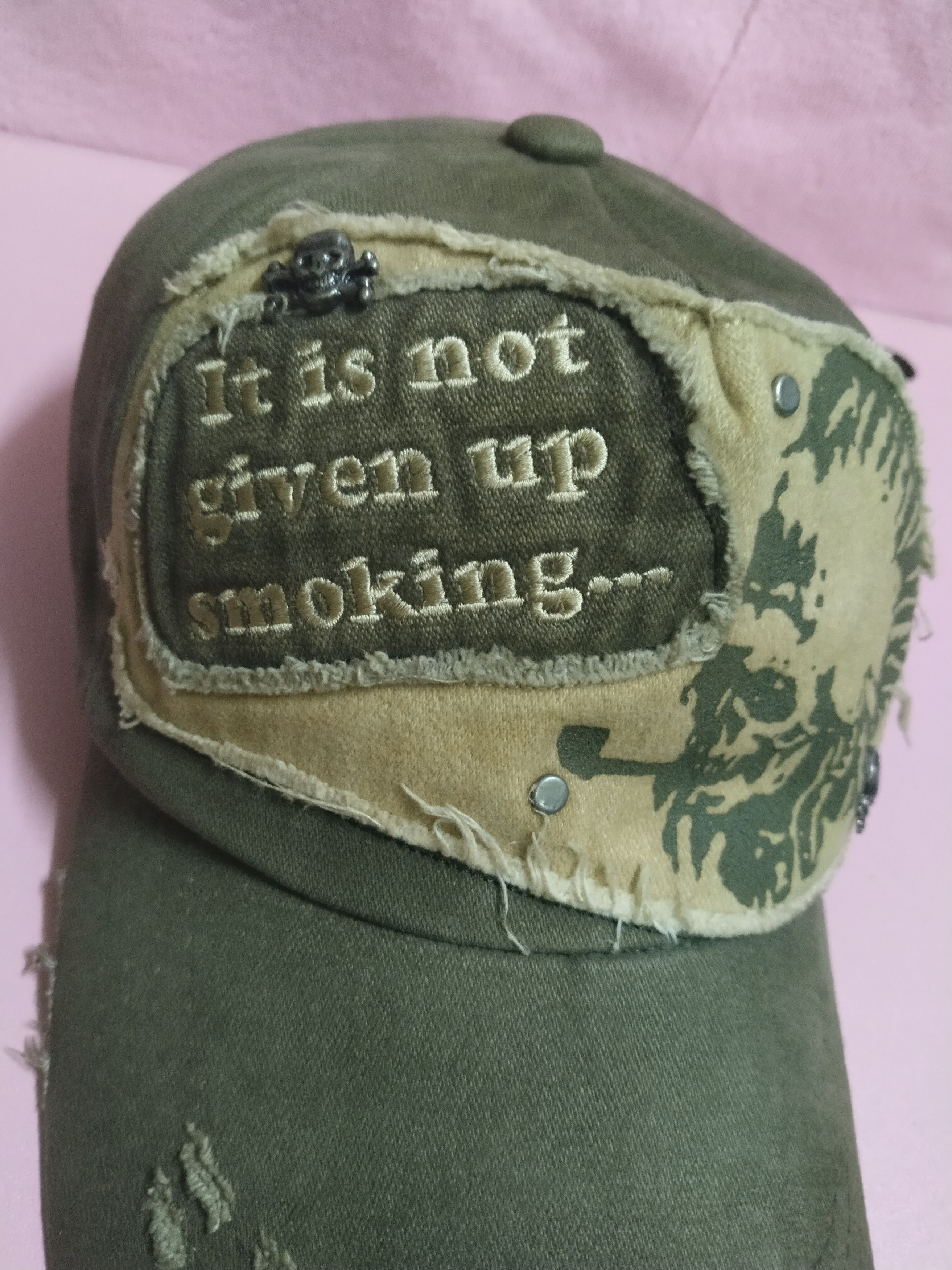 Japanese Brand RARE DISTRESSED APACHE IT IS NOT GIVEN UP SMOKING HAT Size ONE SIZE - 2 Thumbnail