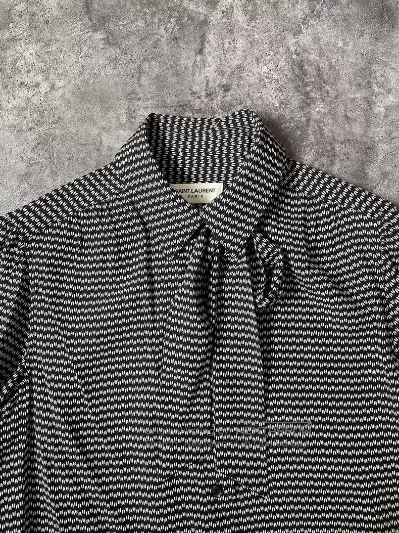 Saint Laurent Paris Saint Laurent Paris Black and White Geometric Print Tie Fr Size XS / US 0-2 / IT 36-38 - 3 Thumbnail