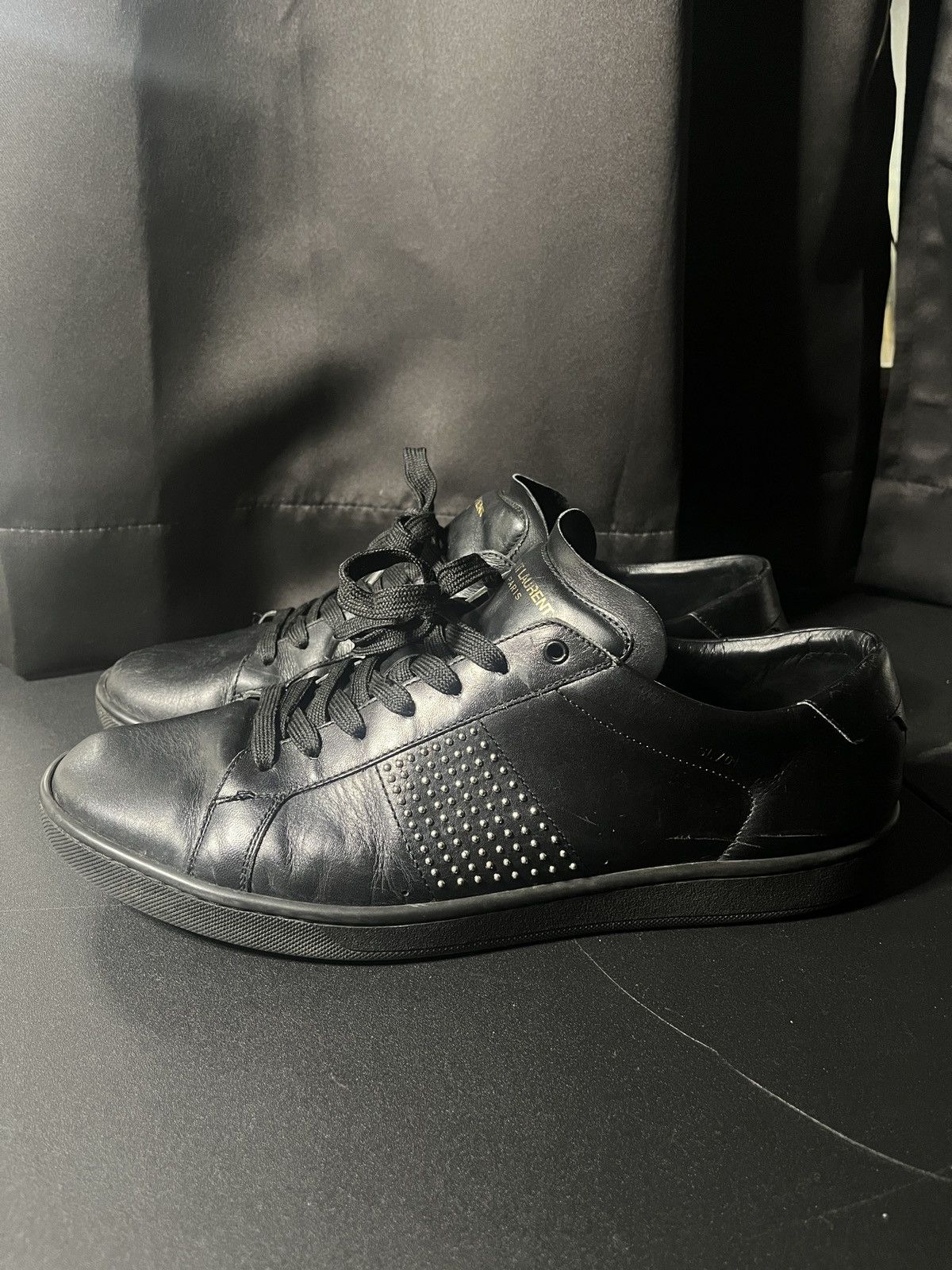 Saint Laurent Paris Saint Laurent Studded Court Sneakers Size US 11 / EU 44 - 2 Thumbnail