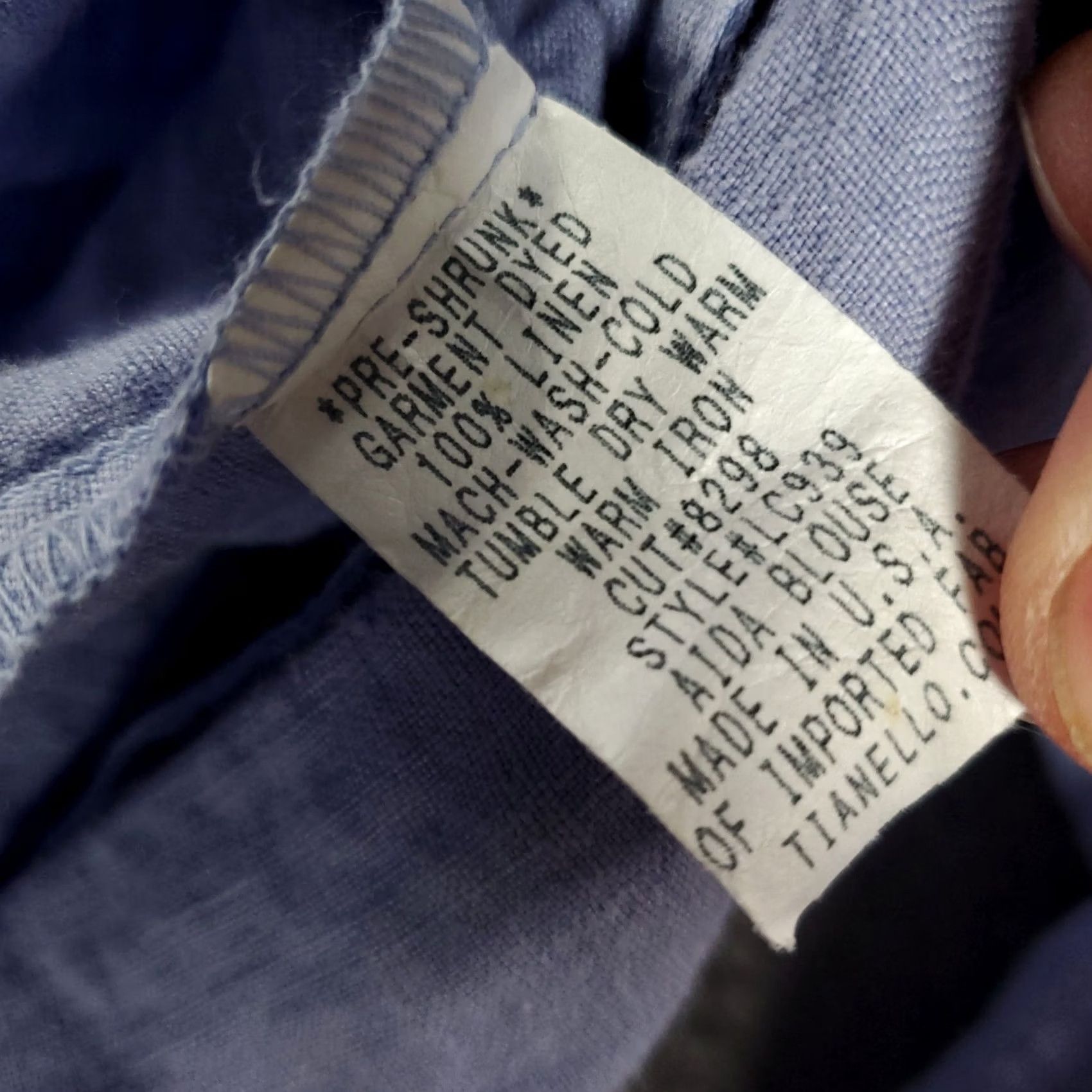 Vintage Womens Button-Up Linen Top Size M Violet Blue 100% Linen USA Made Size M / US 6-8 / IT 42-44 - 6 Thumbnail