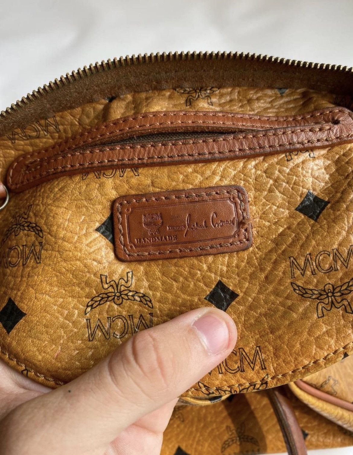 MCM MCM Boston Bag Ladies Cognac PVC Leather Visetos Brown Size ONE SIZE - 6 Thumbnail