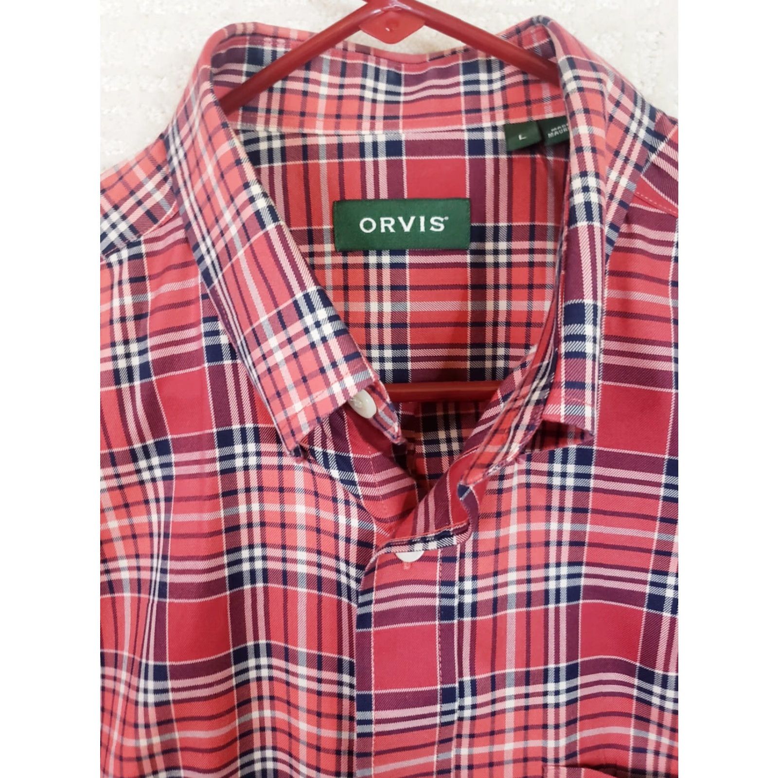 Orvis Orvis Shirt L Red Plaid Long Sleeve Button-Down 100% Cotton Button-Front Pocket Men Regular Size L Mens Size US L / EU 52-54 / 3 - 4 Thumbnail