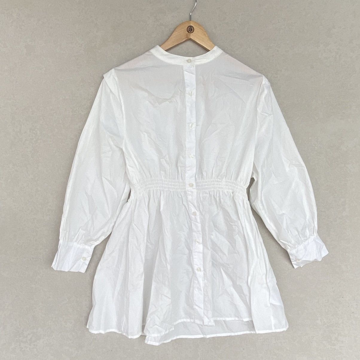 Other Vintage White Cotton Babydoll Mini Dress With Long Sleeves Size M / US 6-8 / IT 42-44 - 1 Thumbnail