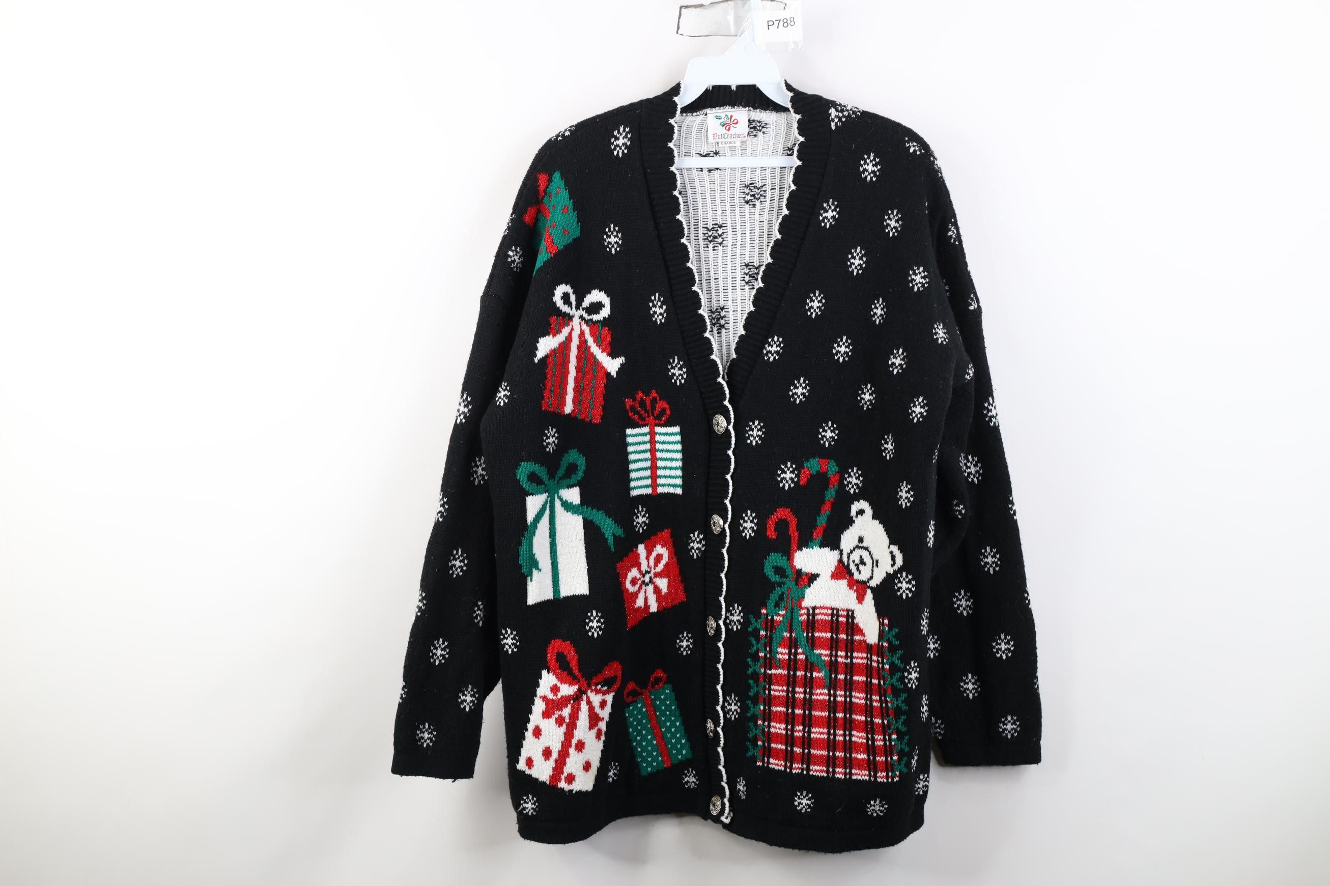 Vintage Vintage 90s Christmas Bear Present Knit Cardigan Sweater USA Size L / US 10 / IT 46 - 1 Thumbnail