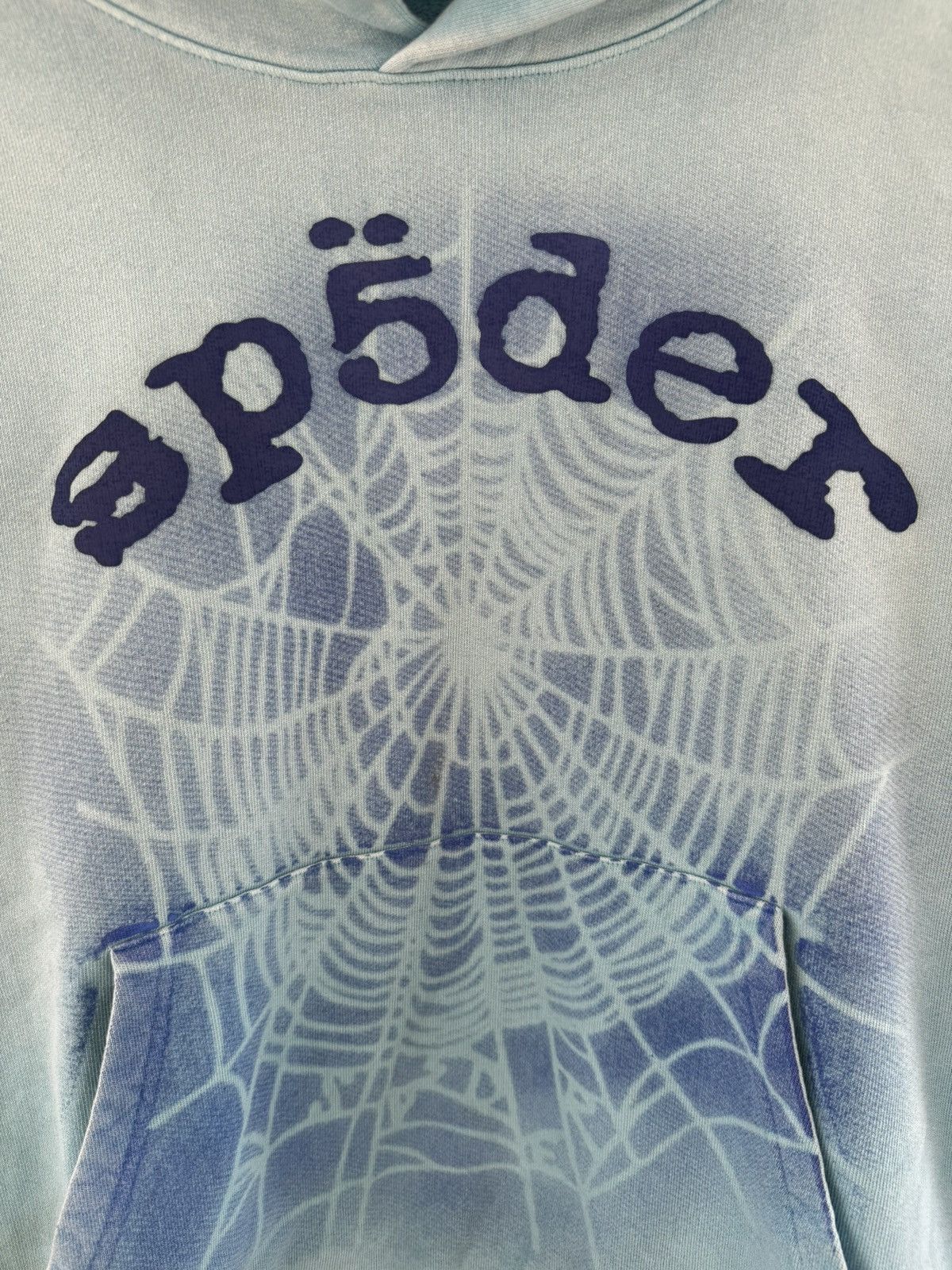 Sp5der OG Web V2 Airbrush Spray Oversized Blue Hoodie Size US M / EU 48-50 / 2 - 2 Thumbnail
