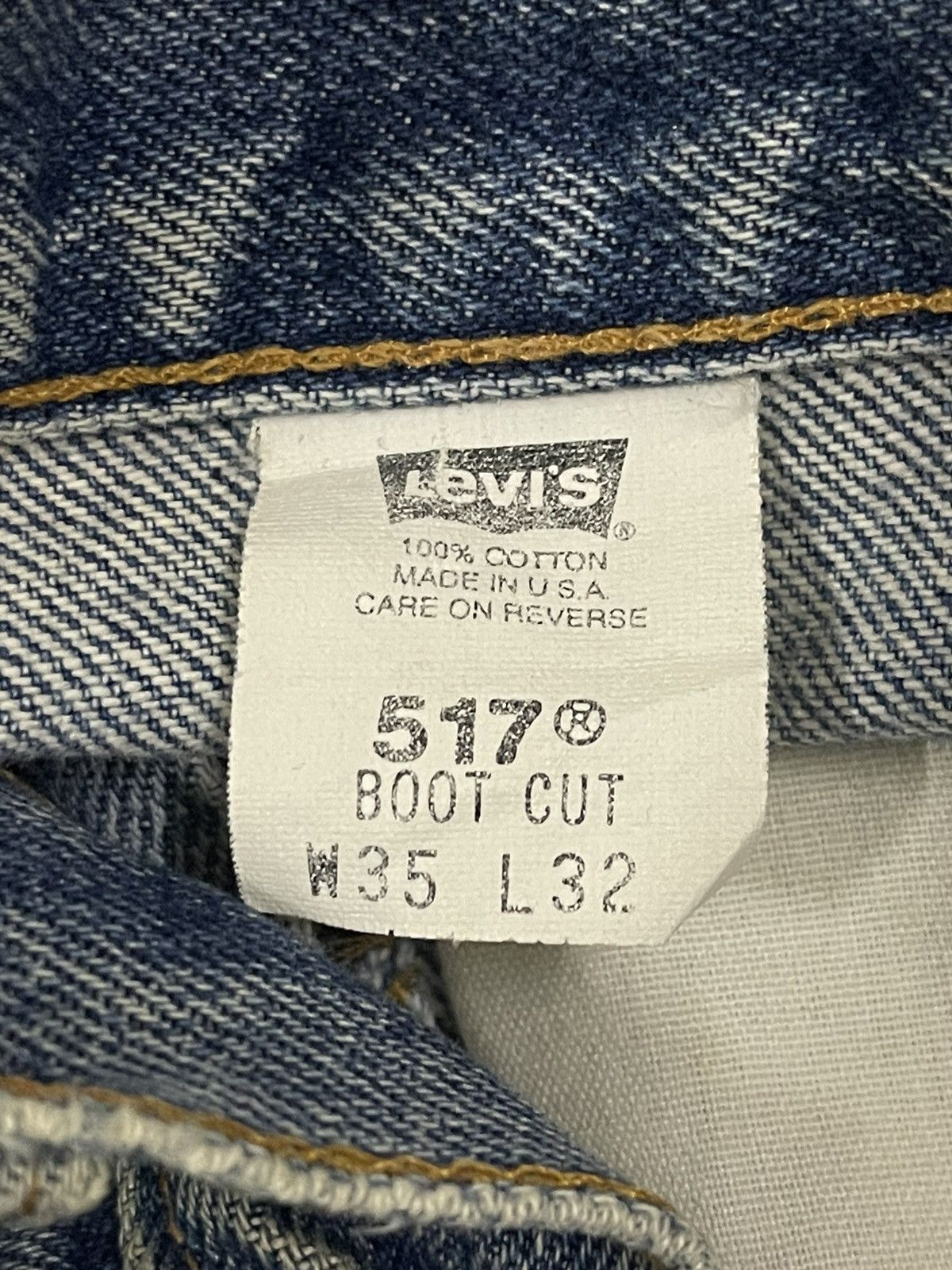 Levi's Vintage 70s Levis 517 Bootcut Blue Wash Distress Jeans Size US 34 / EU 50 - 8 Thumbnail