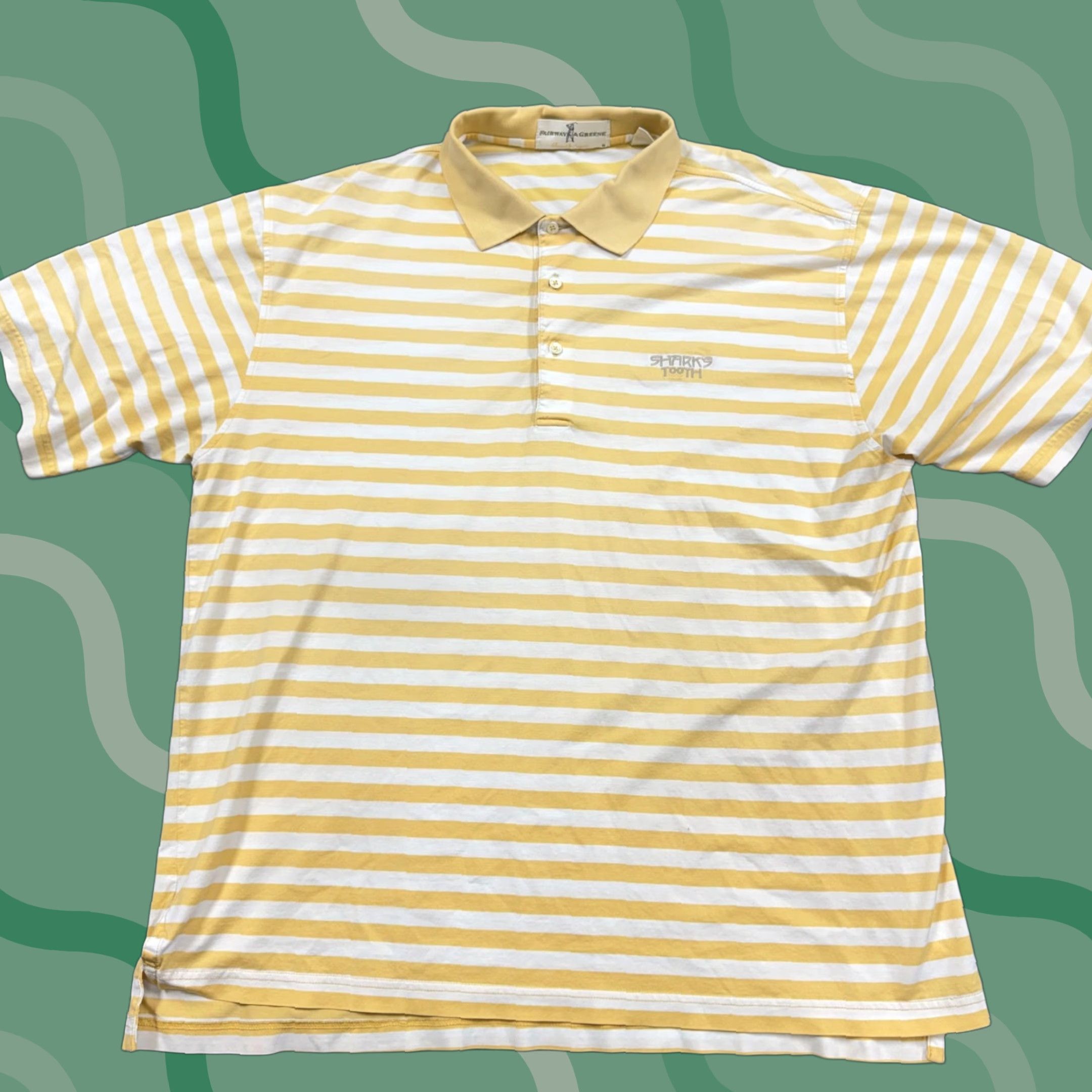 Vintage Fairway & Greene Polo Shirt Mens L Yellow Striped 100% Cotton Golf Short Sleeve Polo Shirt Mens L Yellow Striped Cotton Size US L / EU 52-54 / 3 - 1 Thumbnail