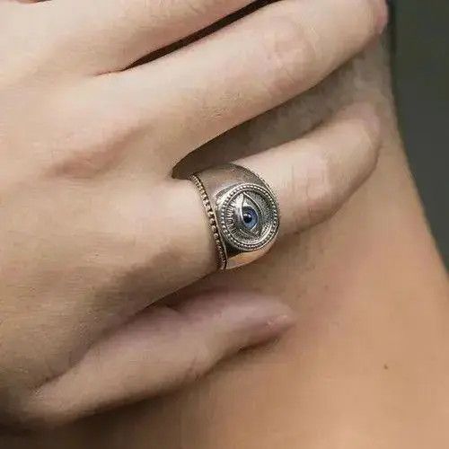 VIBE Silver Eye Ring Size 7 8 9 10 Size ONE SIZE - 8 Thumbnail