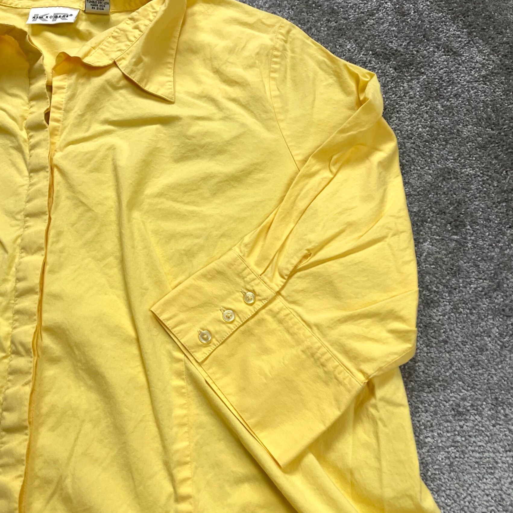 Vintage VINTAGE Kim Rogers Women's Button-Down Shirt 3XL Cotton Solid Yellow Casual Top 3/4 Sleeve Size XXL / US 16-18 / IT 52-54 - 5 Thumbnail