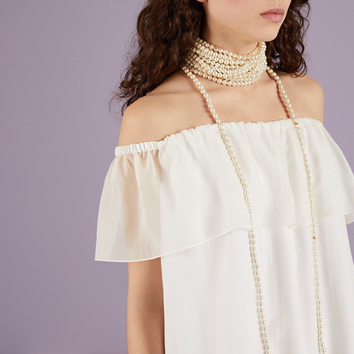 Gucci o1s1wg111025 Silk Cotton Chiffon Mini Dress in White Size L / US 10 / IT 46 - 3 Thumbnail